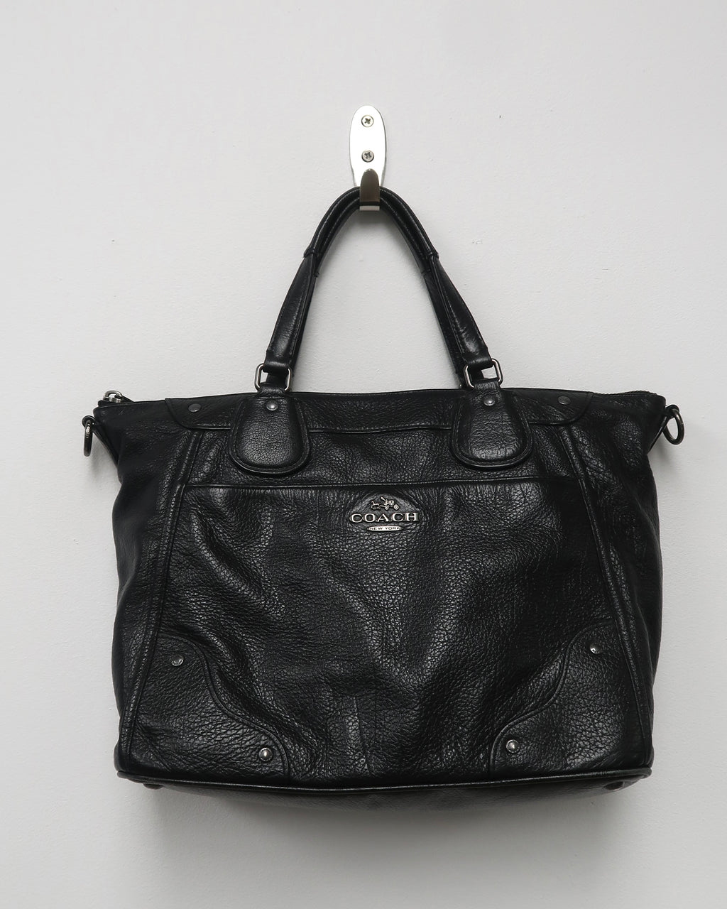 Black Pebbled Leather Coach Mickie Satchel