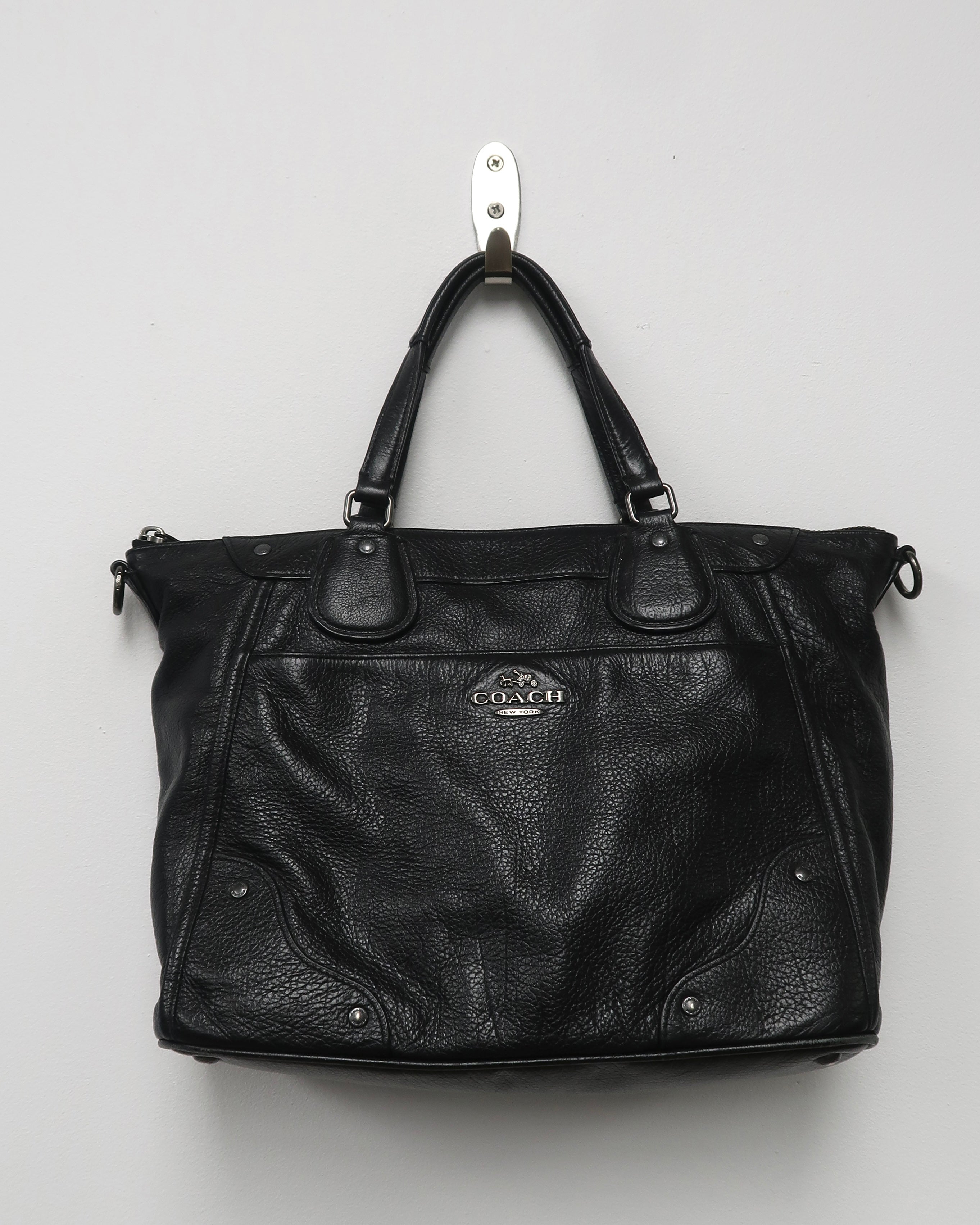 Black Pebbled Leather Coach Mickie Satchel