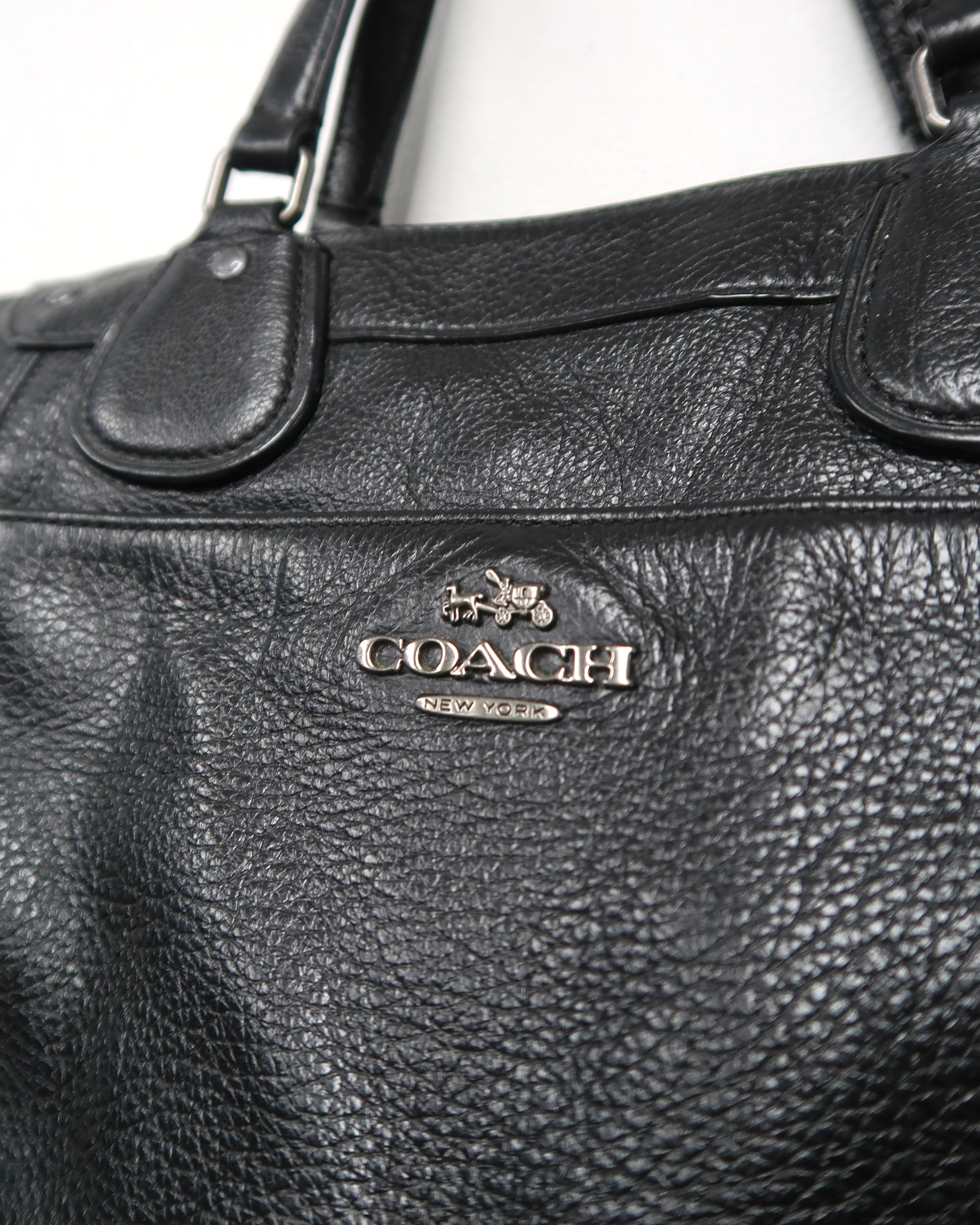 Black Pebbled Leather Coach Mickie Satchel
