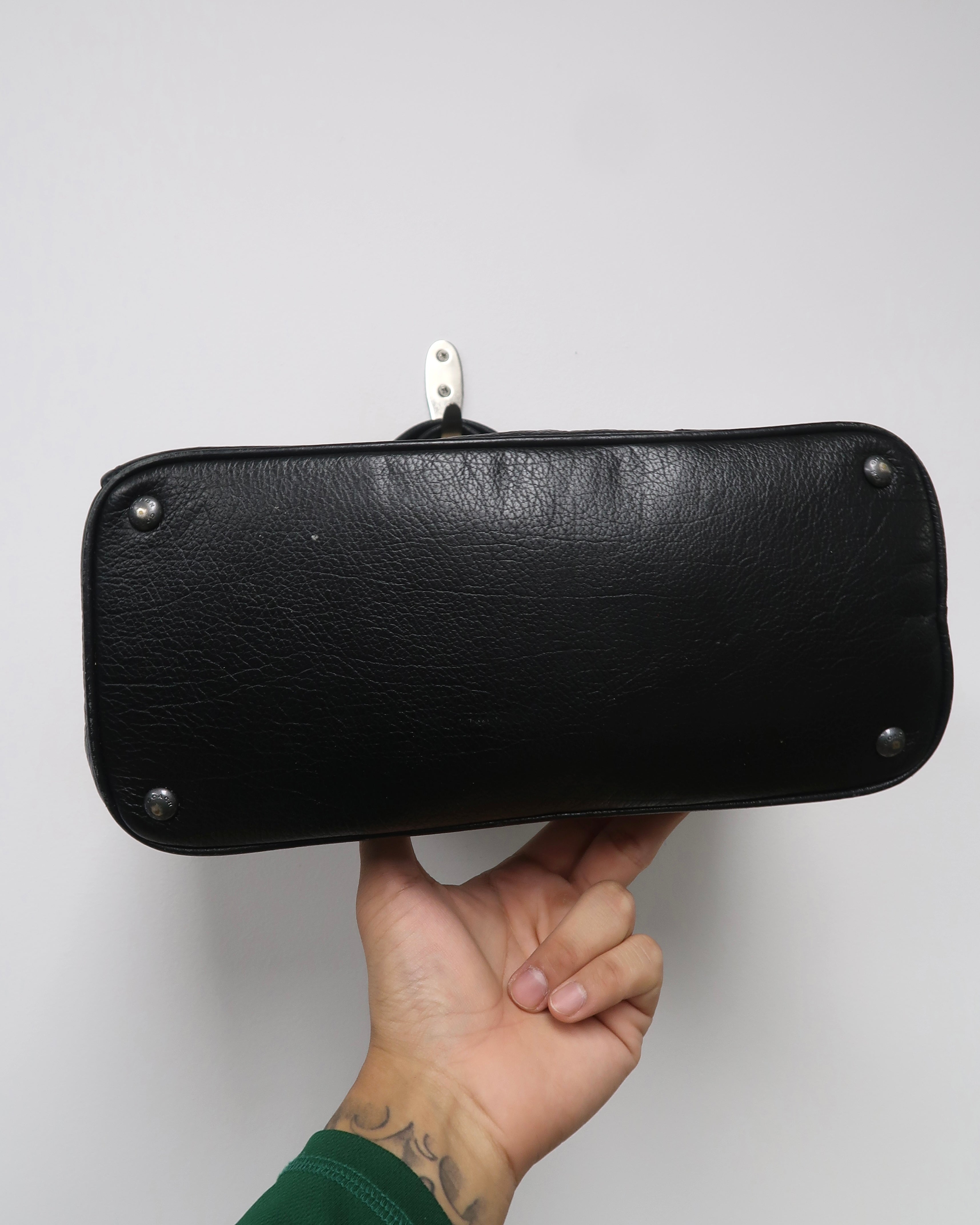 Black Pebbled Leather Coach Mickie Satchel