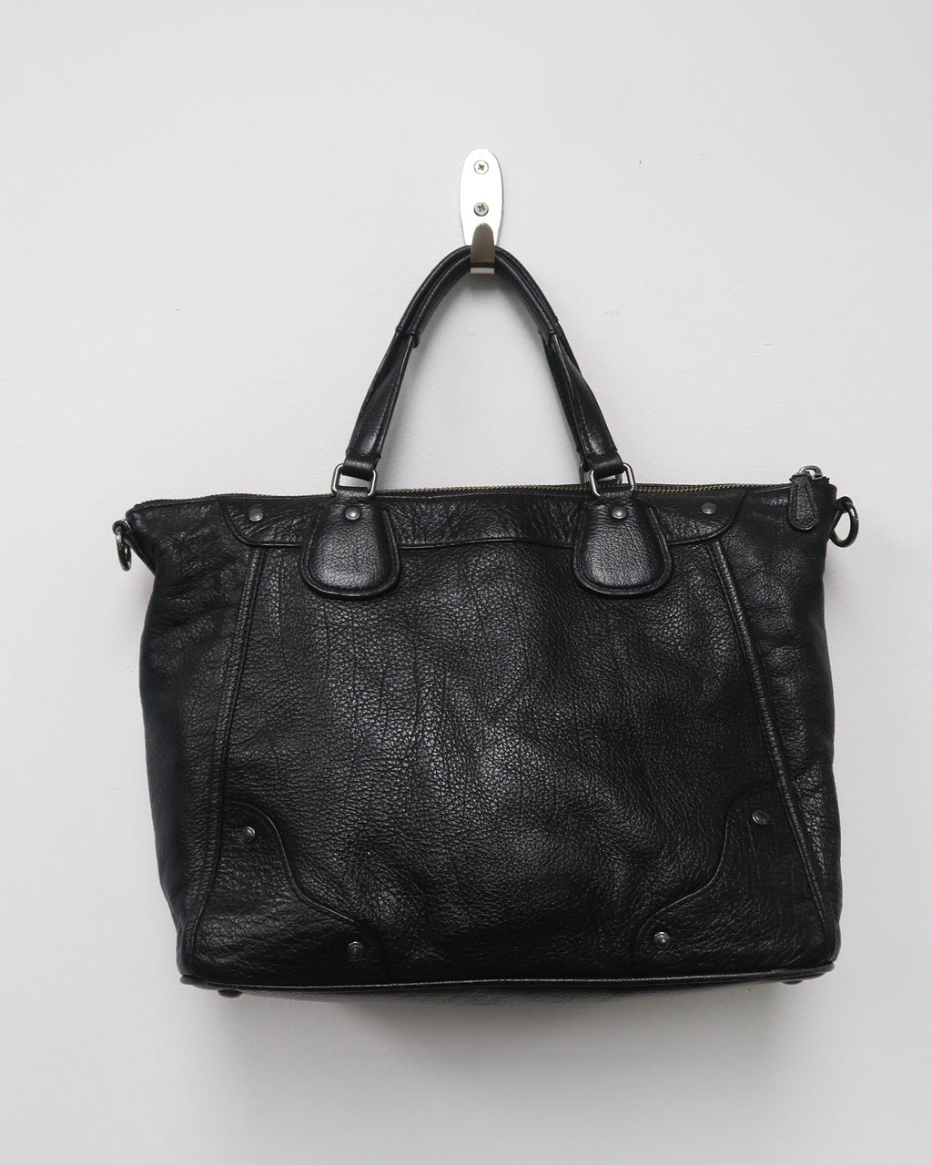 Black Pebbled Leather Coach Mickie Satchel