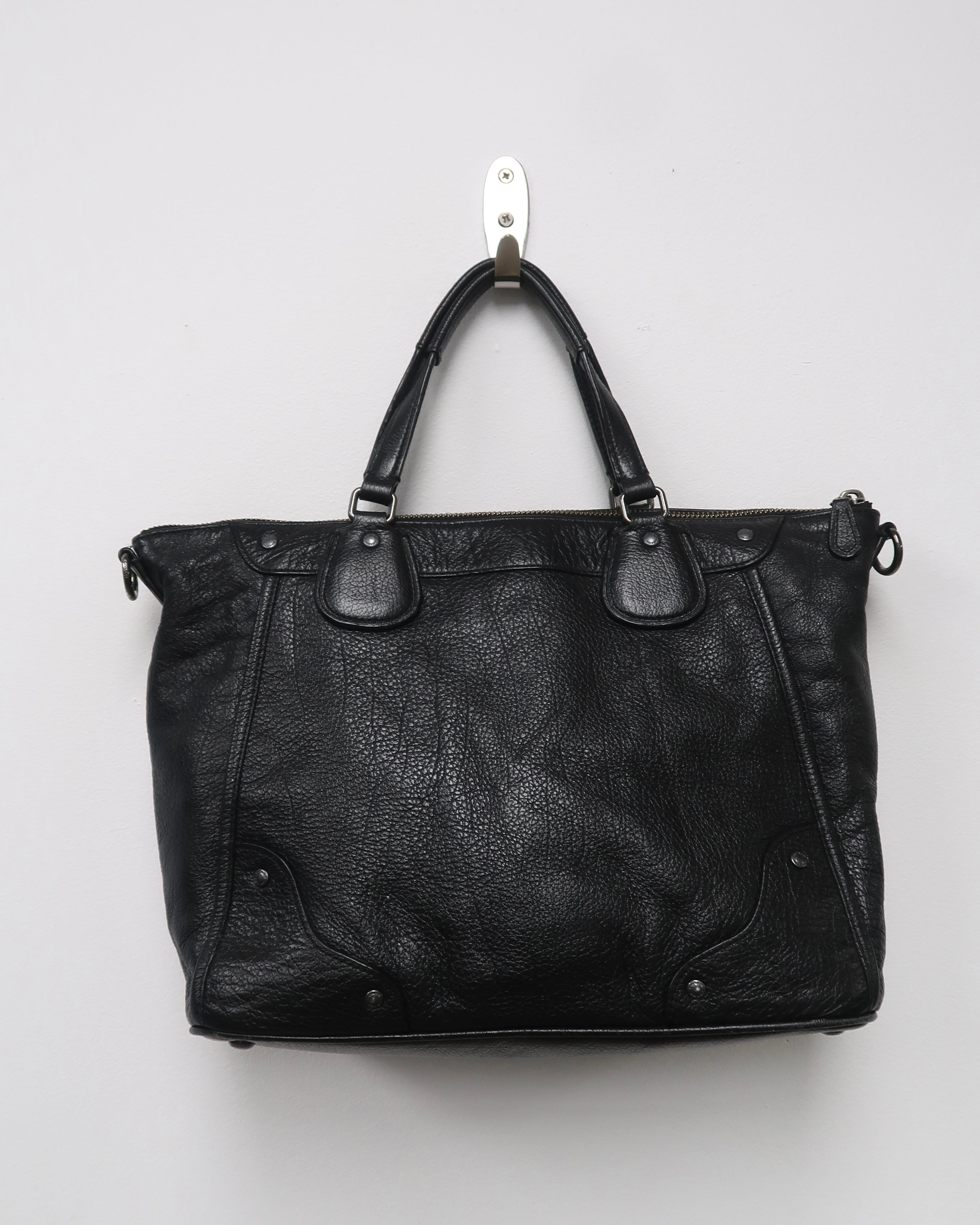 Black Pebbled Leather Coach Mickie Satchel