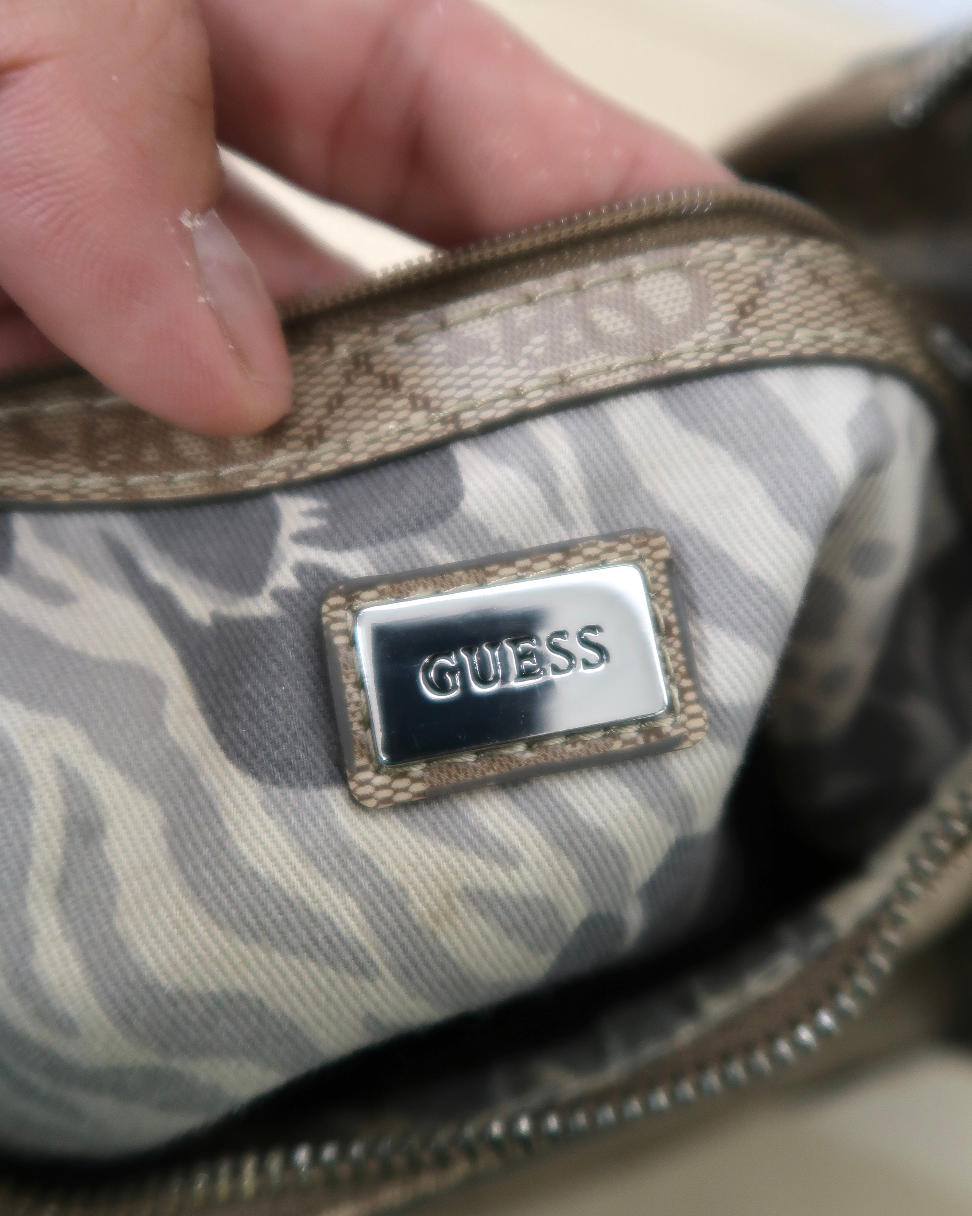 Vintage Brown Monogram Guess Hobo Shoulder Bag