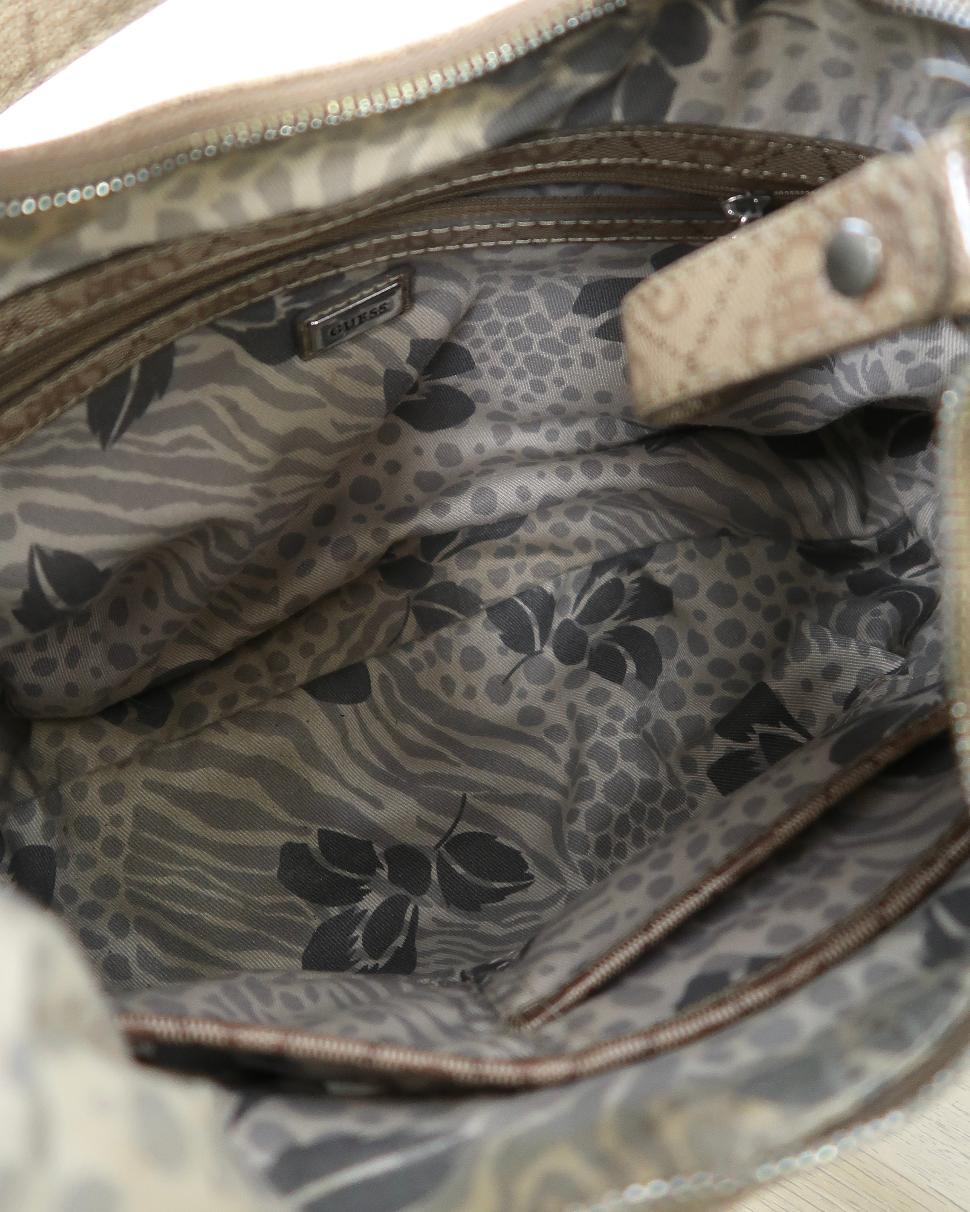 Vintage Brown Monogram Guess Hobo Shoulder Bag