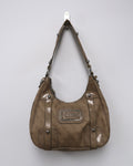 Vintage Brown Monogram Guess Hobo Shoulder Bag
