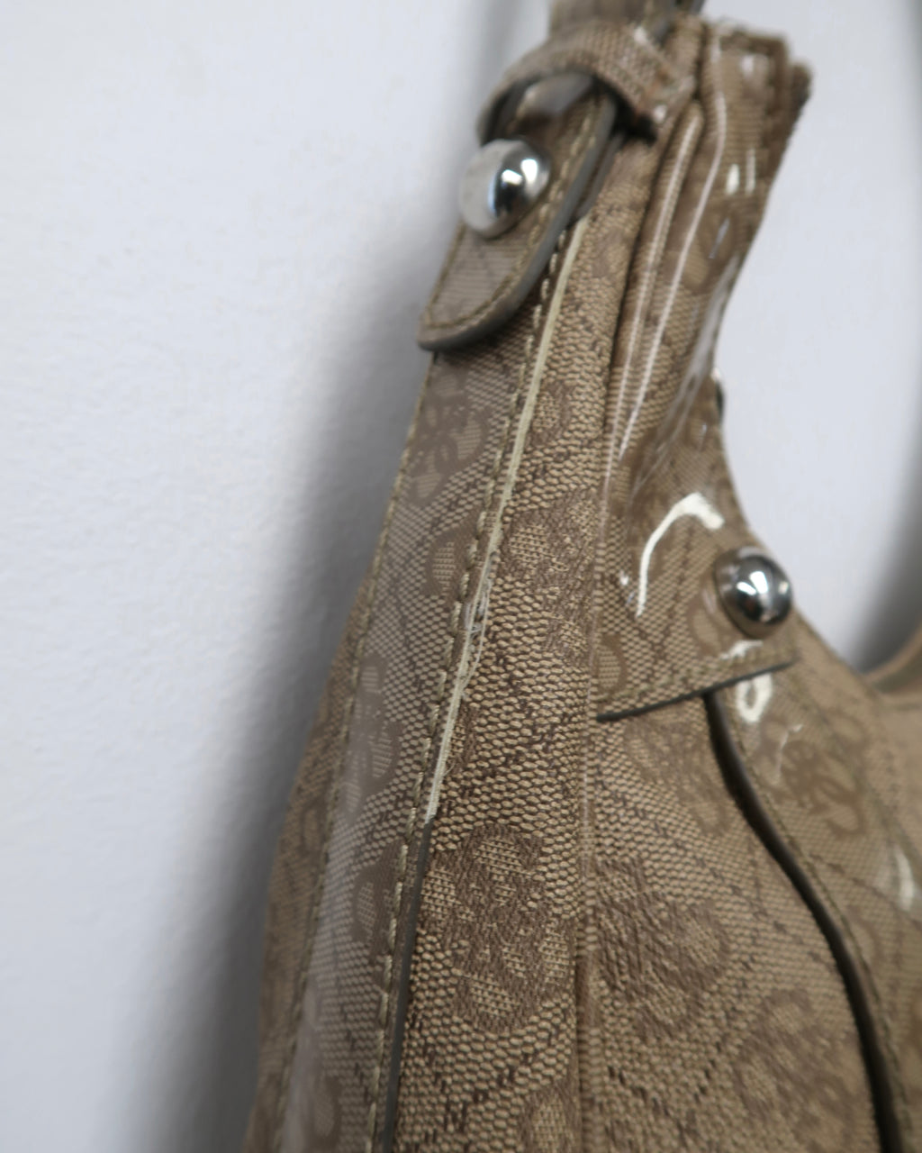 Vintage Brown Monogram Guess Hobo Shoulder Bag