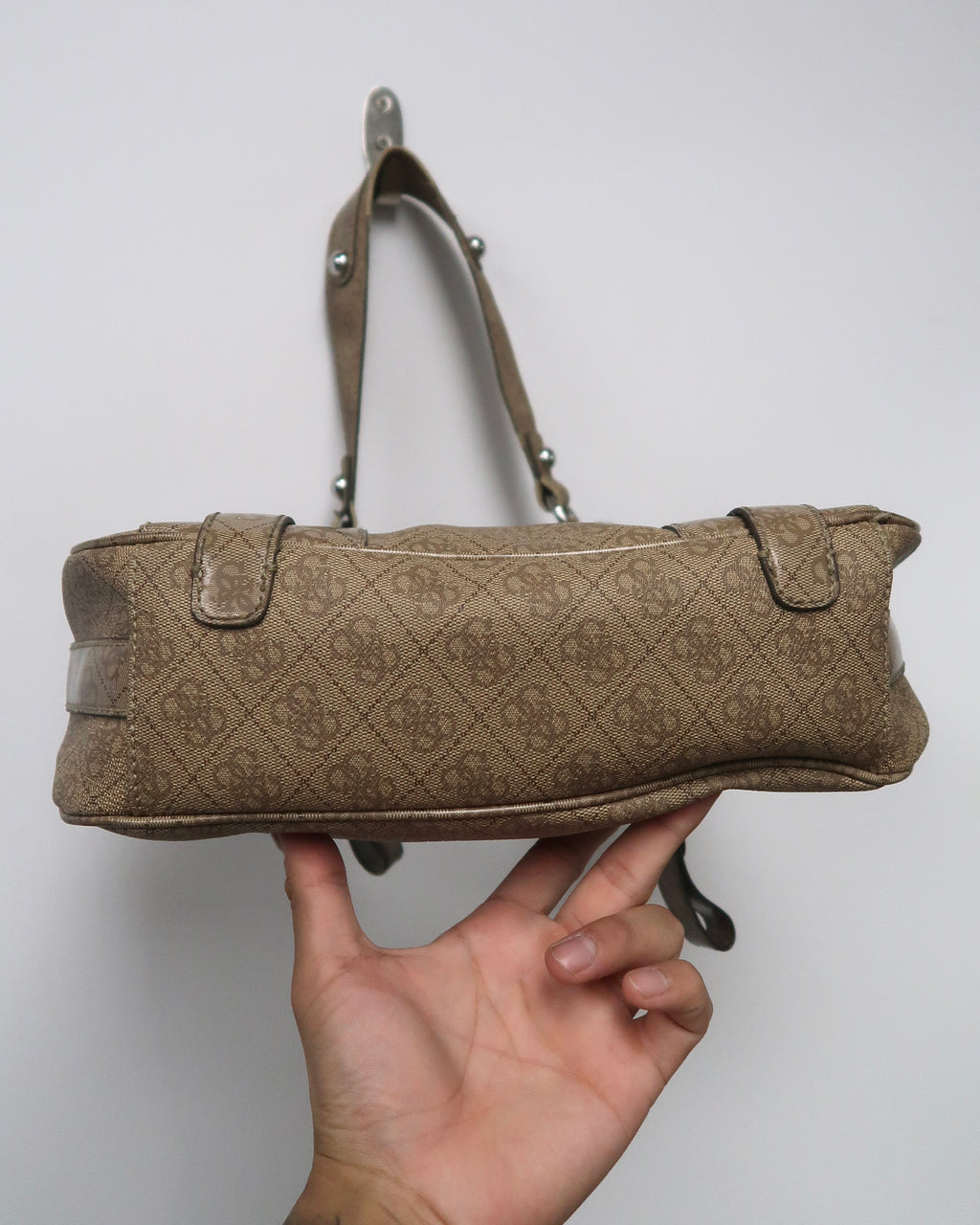 Vintage Brown Monogram Guess Hobo Shoulder Bag