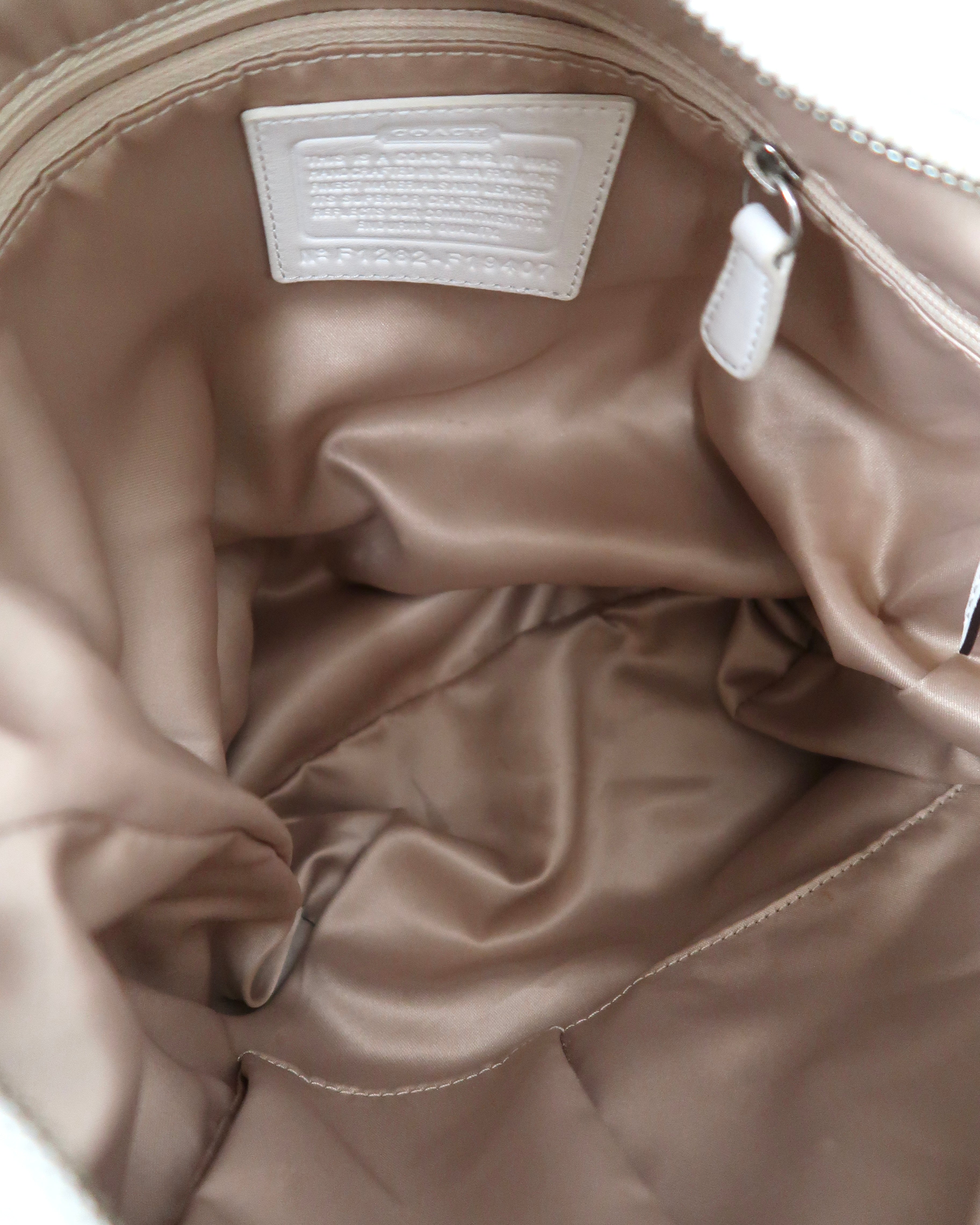 white leather Coach Brooke hobo bag