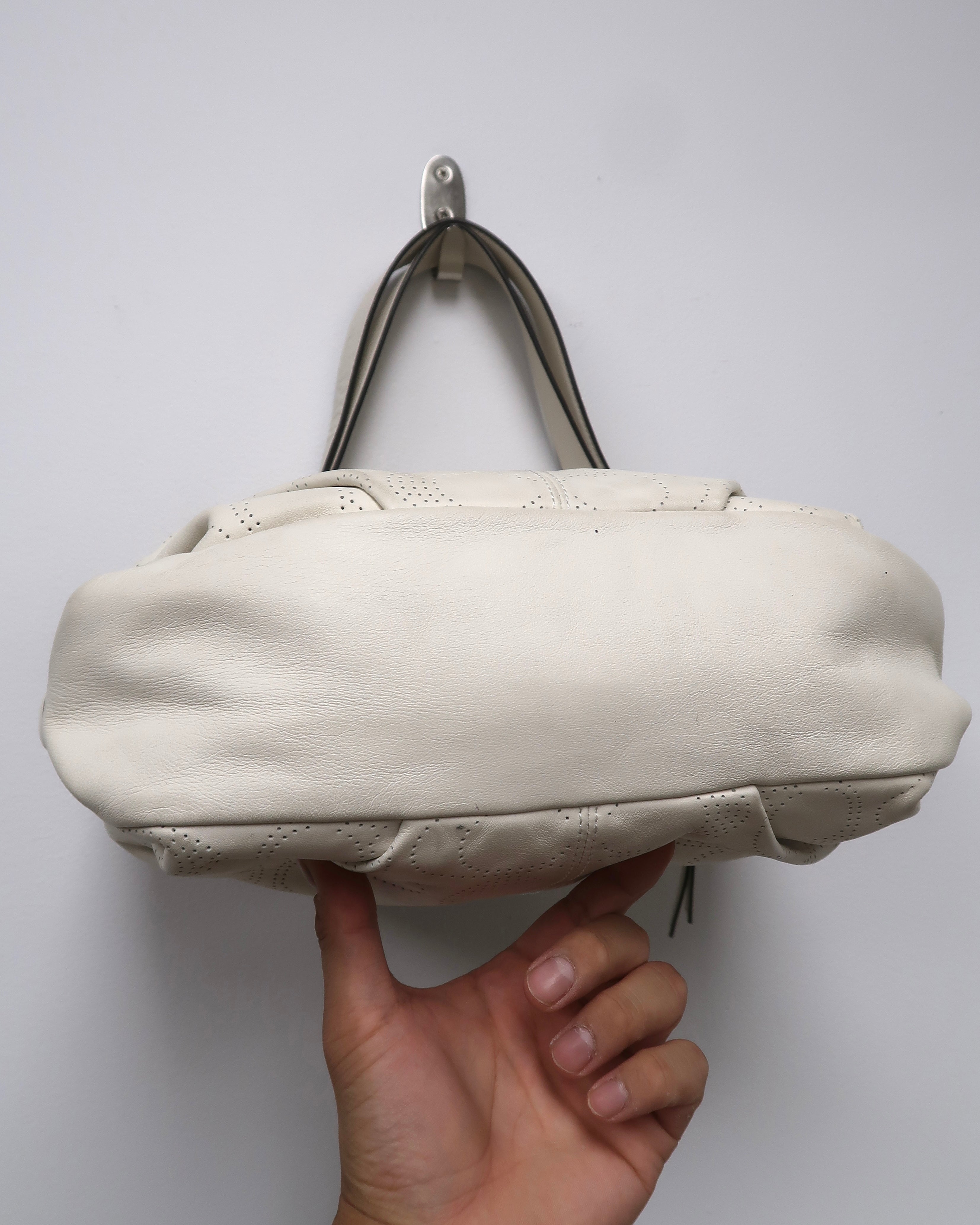 white leather Coach Brooke hobo bag