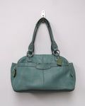 Coach Penelope Aqua Blue Pebbled Leather Zipper Closure Tote Shoulder Bag