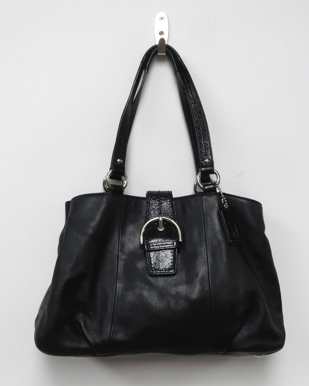 black leather Coach Soho East West shoulder bag