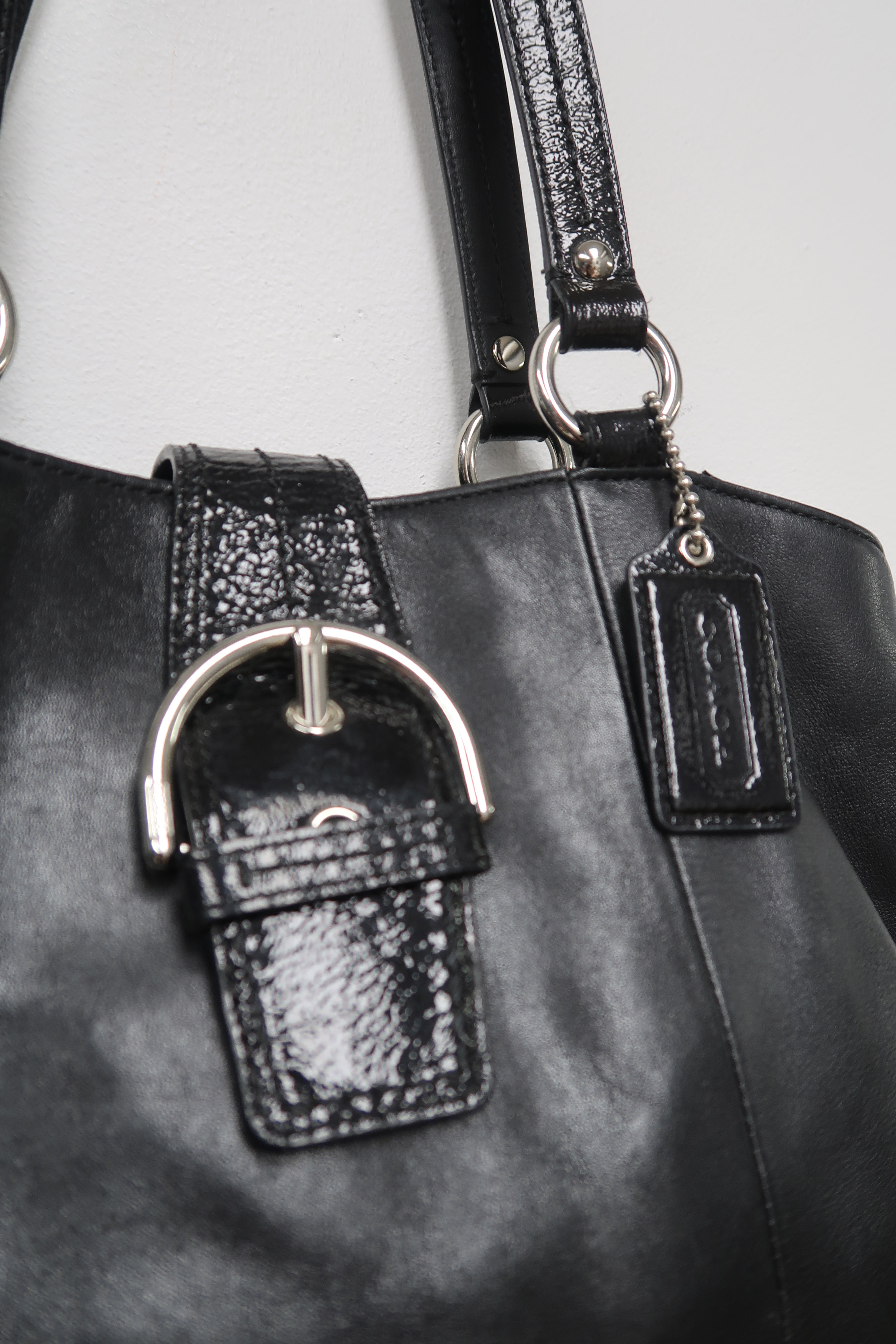 black leather Coach Soho East West shoulder bag