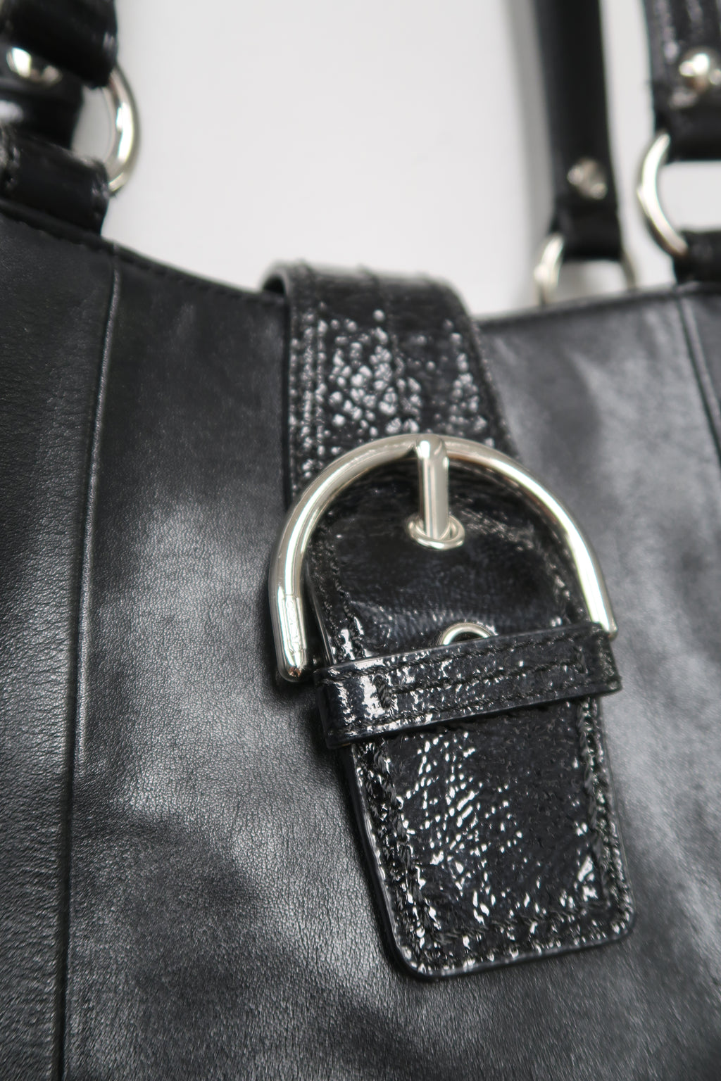 black leather Coach Soho East West shoulder bag