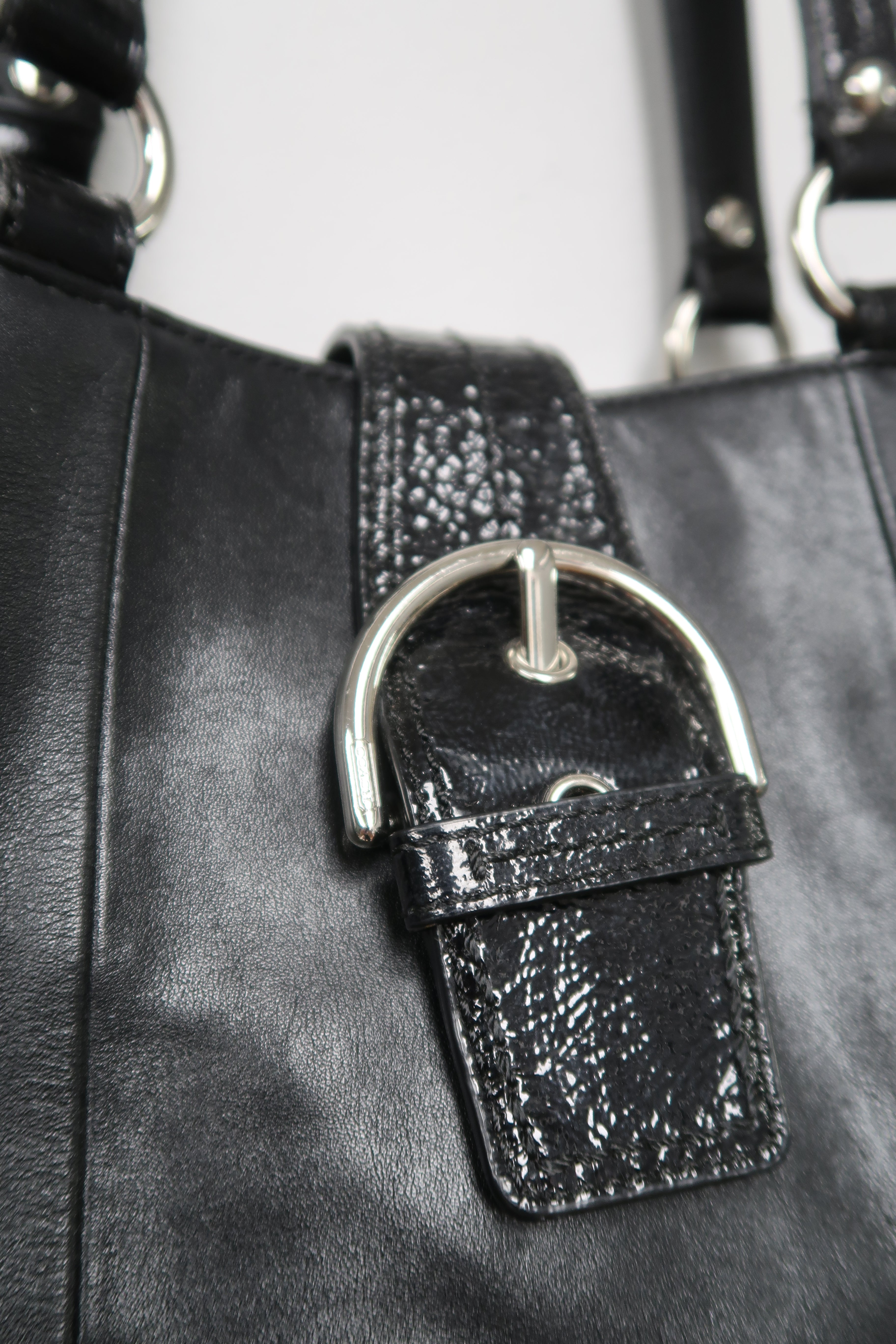black leather Coach Soho East West shoulder bag