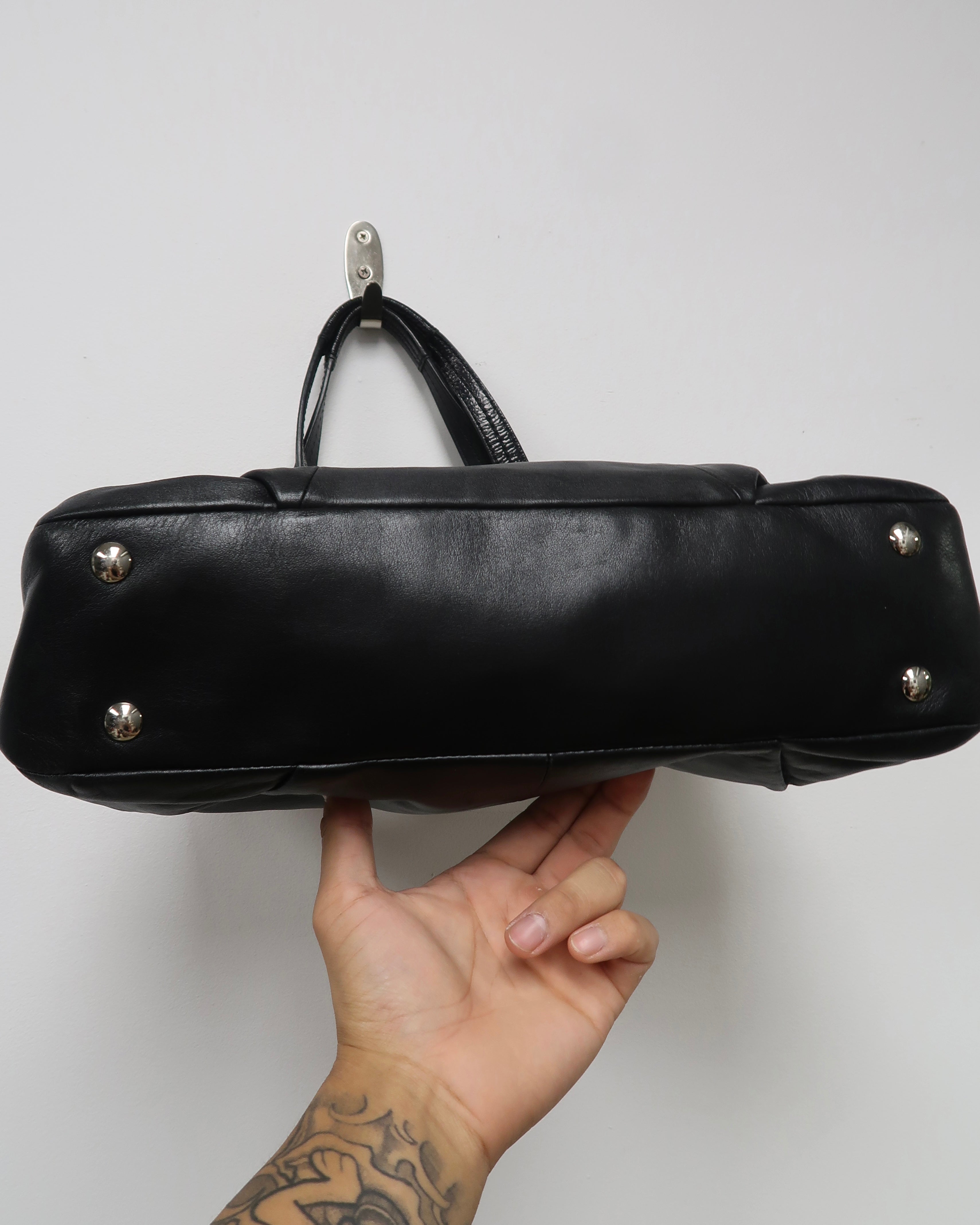 black leather Coach Soho East West shoulder bag
