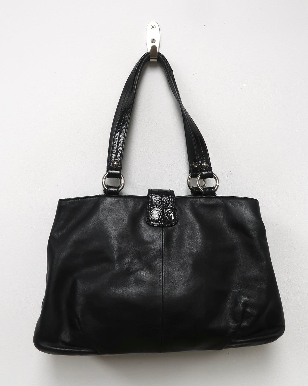 black leather Coach Soho East West shoulder bag