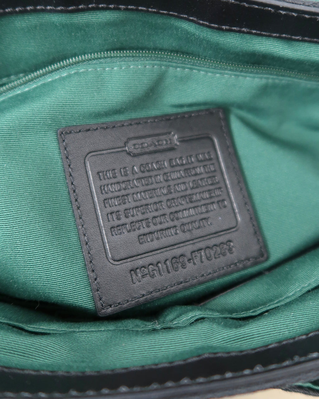 black Coach signature jacquard messenger bag