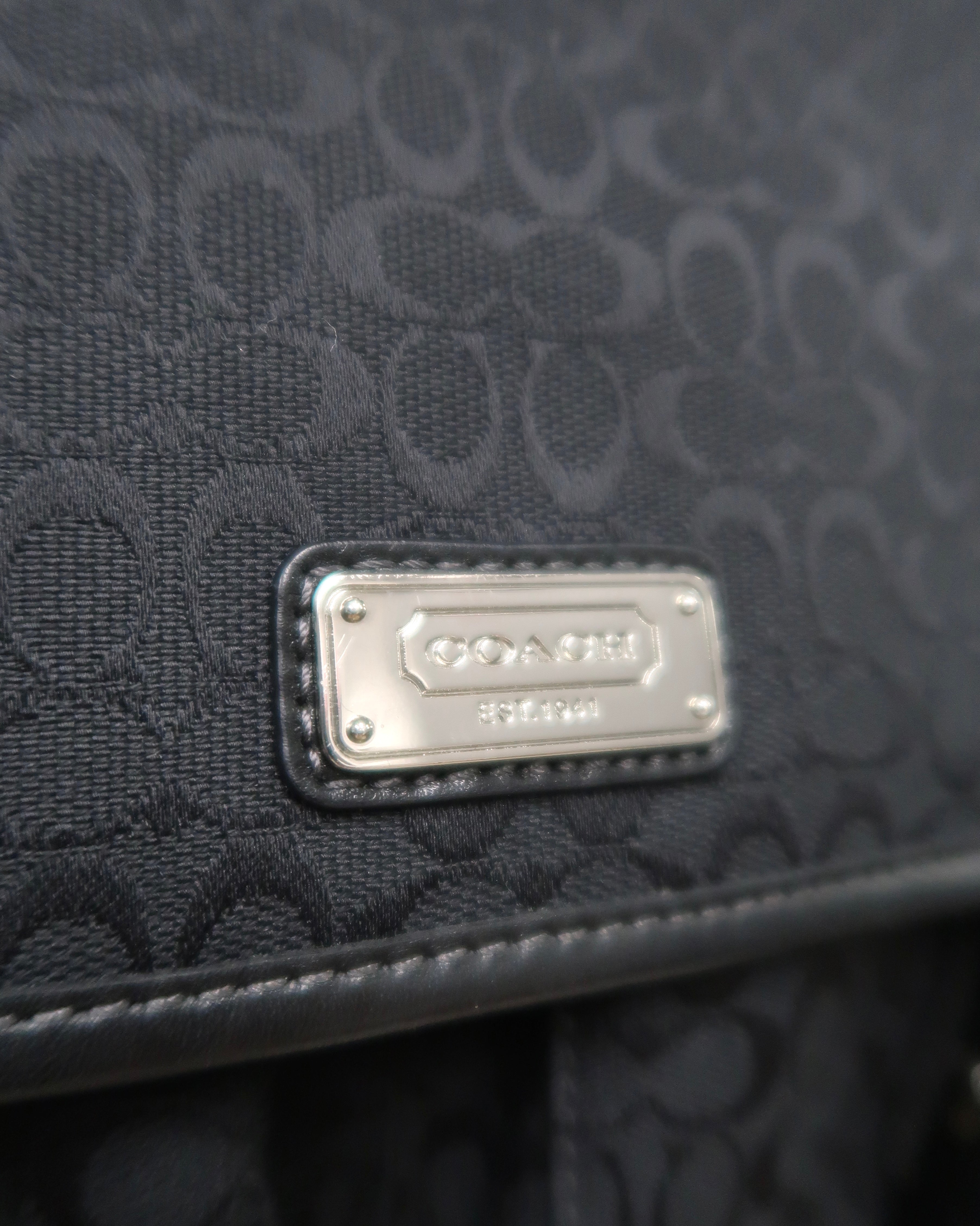 black Coach signature jacquard messenger bag