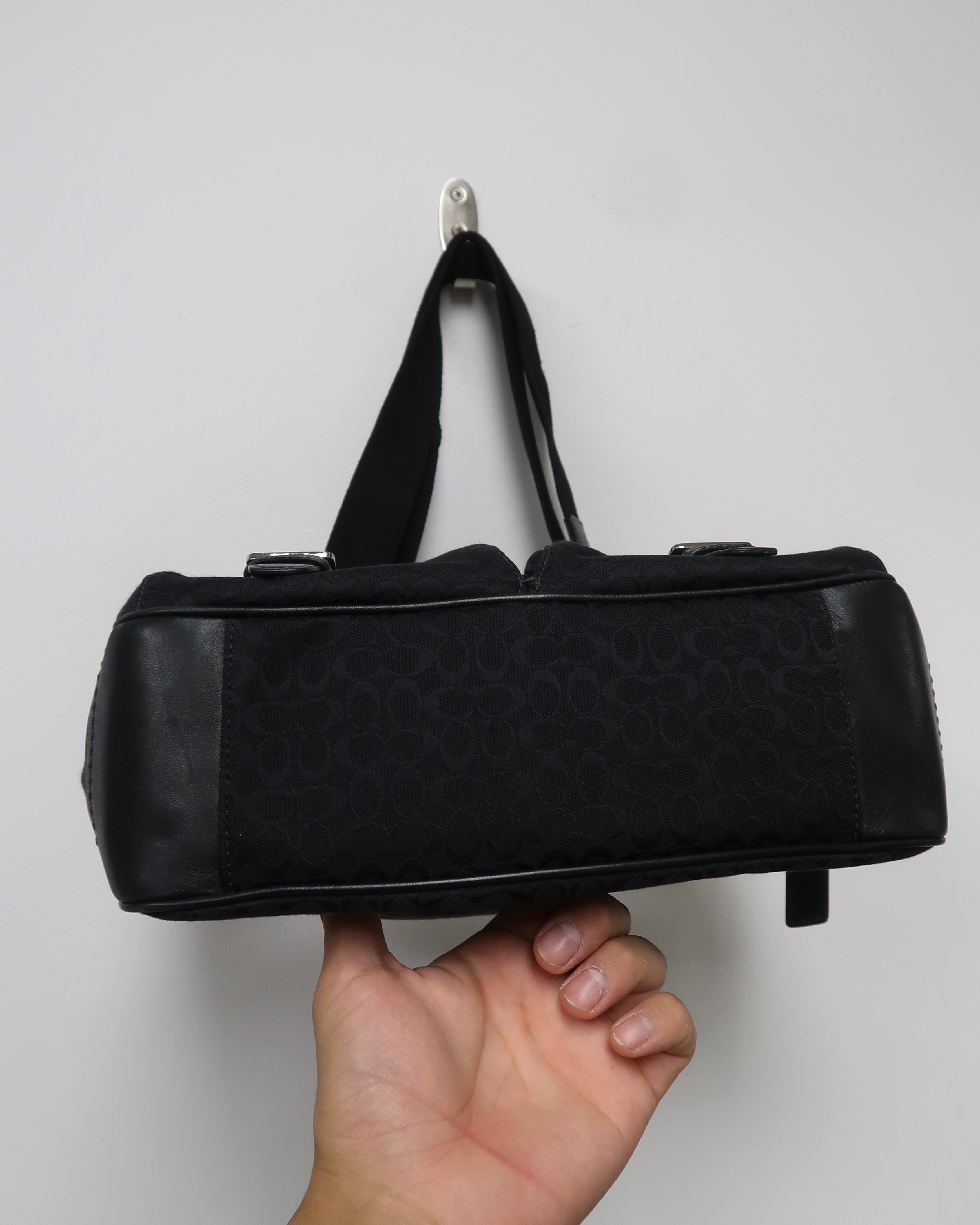 black Coach signature jacquard messenger bag