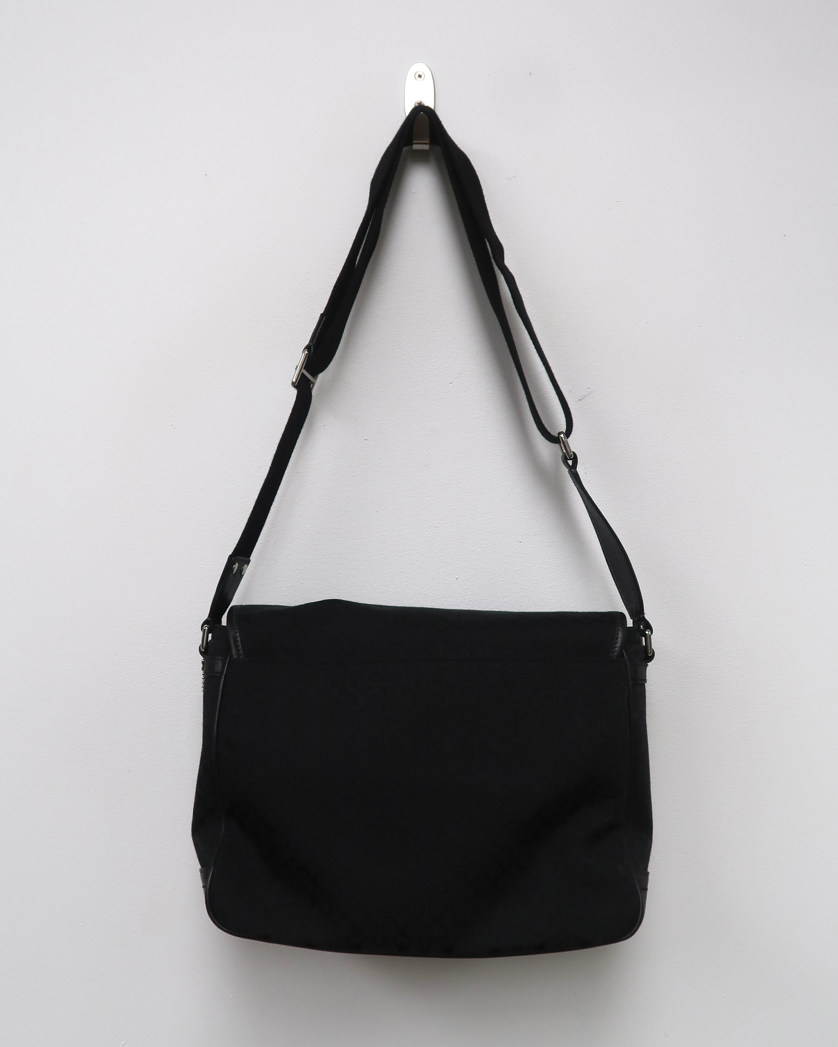 black Coach signature jacquard messenger bag