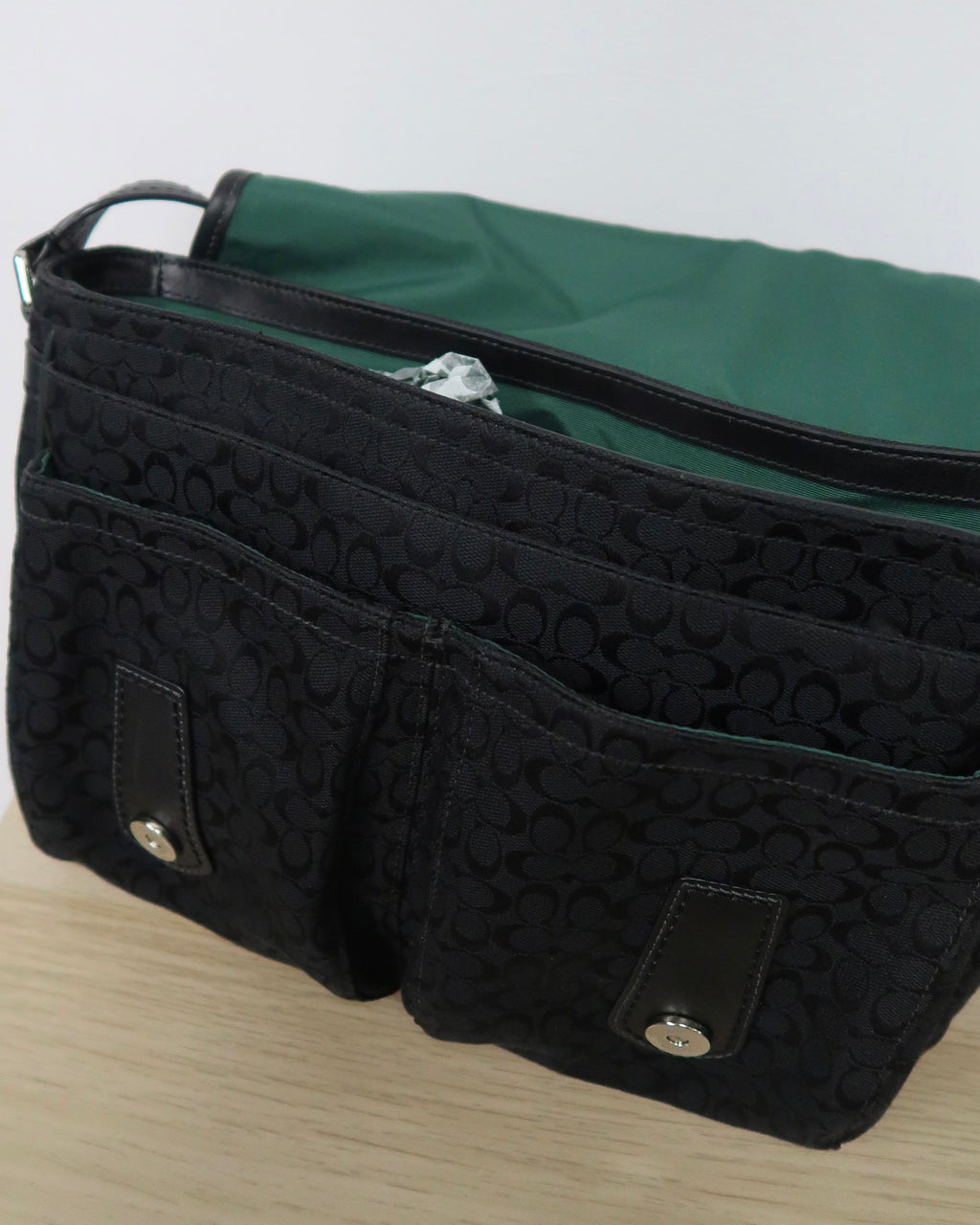 black Coach signature jacquard messenger bag