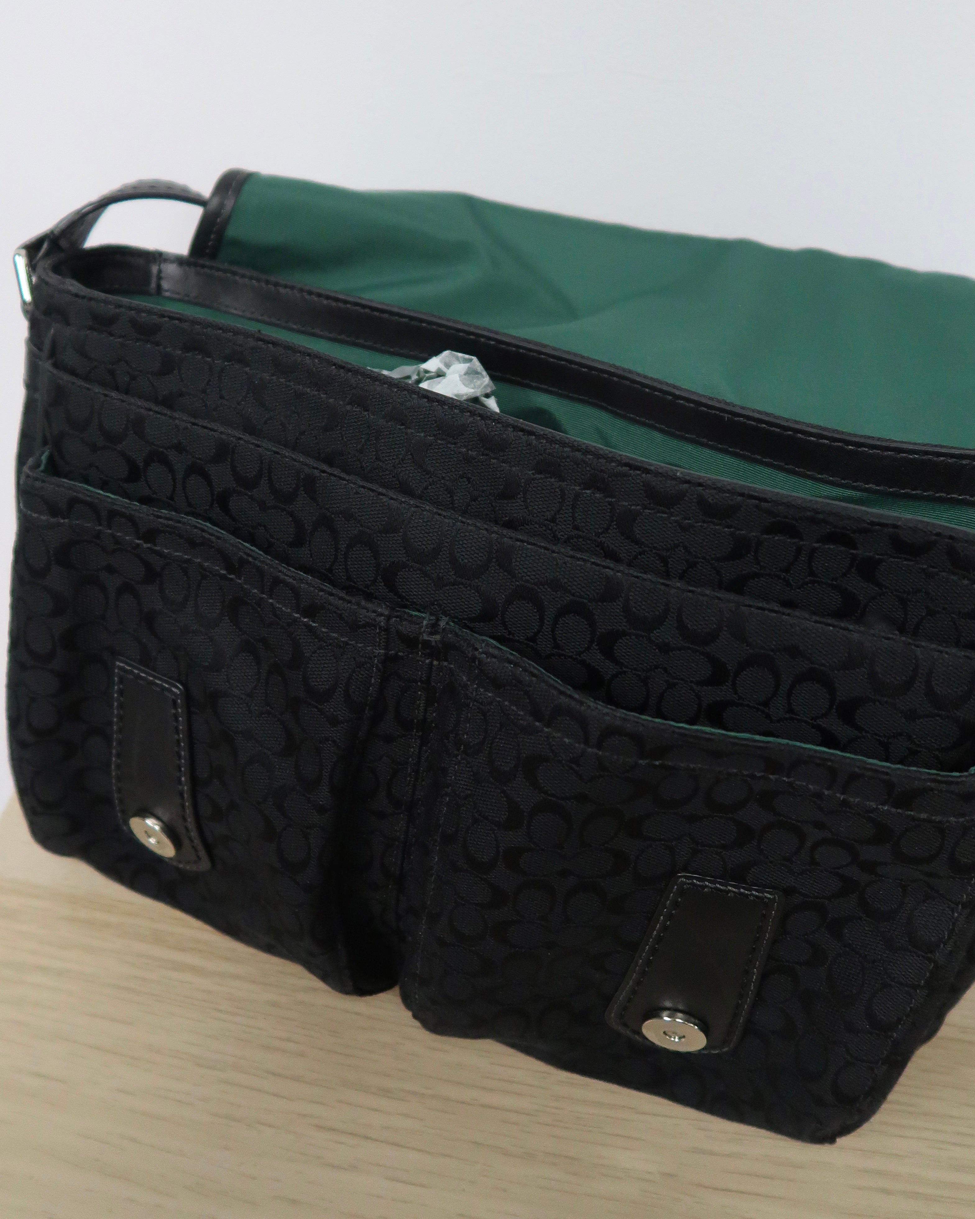 black Coach signature jacquard messenger bag