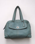 Teal Coach Pebbled Leather Hamilton Hampton Satchel