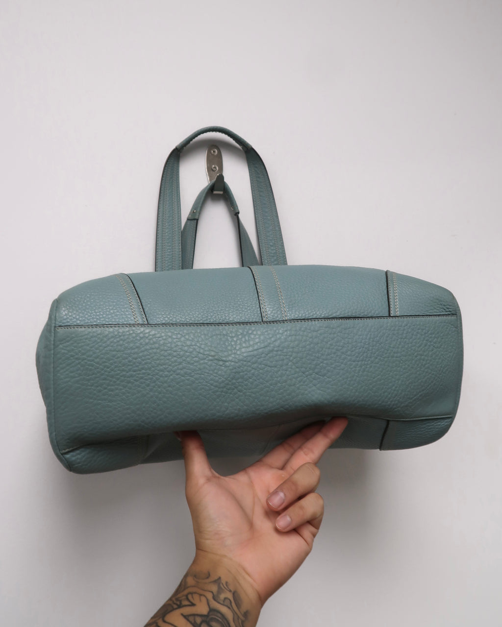 Teal Coach Pebbled Leather Hamilton Hampton Satchel