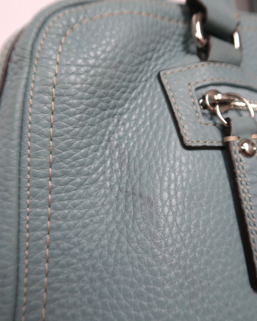 Teal Coach Pebbled Leather Hamilton Hampton Satchel