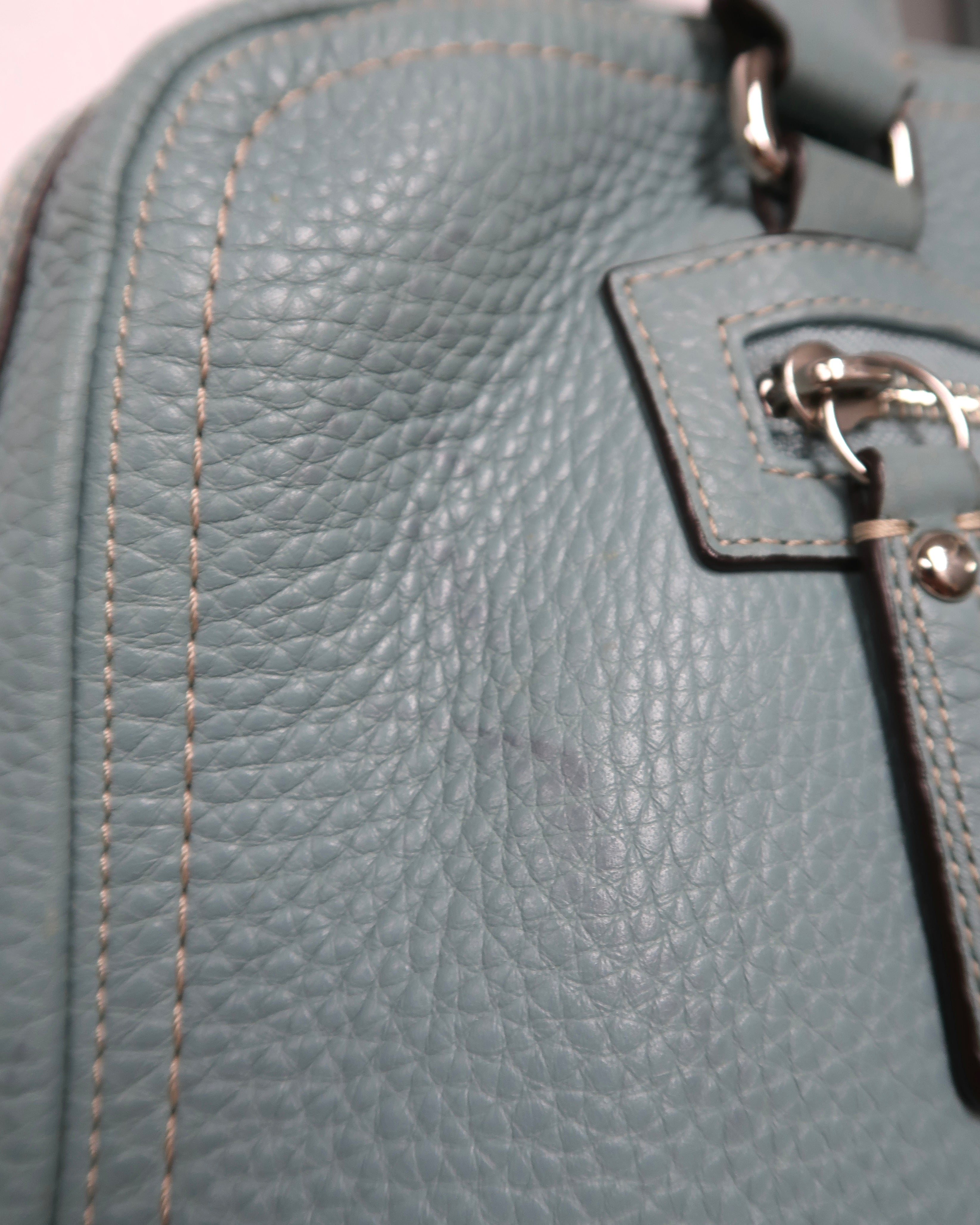 Teal Coach Pebbled Leather Hamilton Hampton Satchel