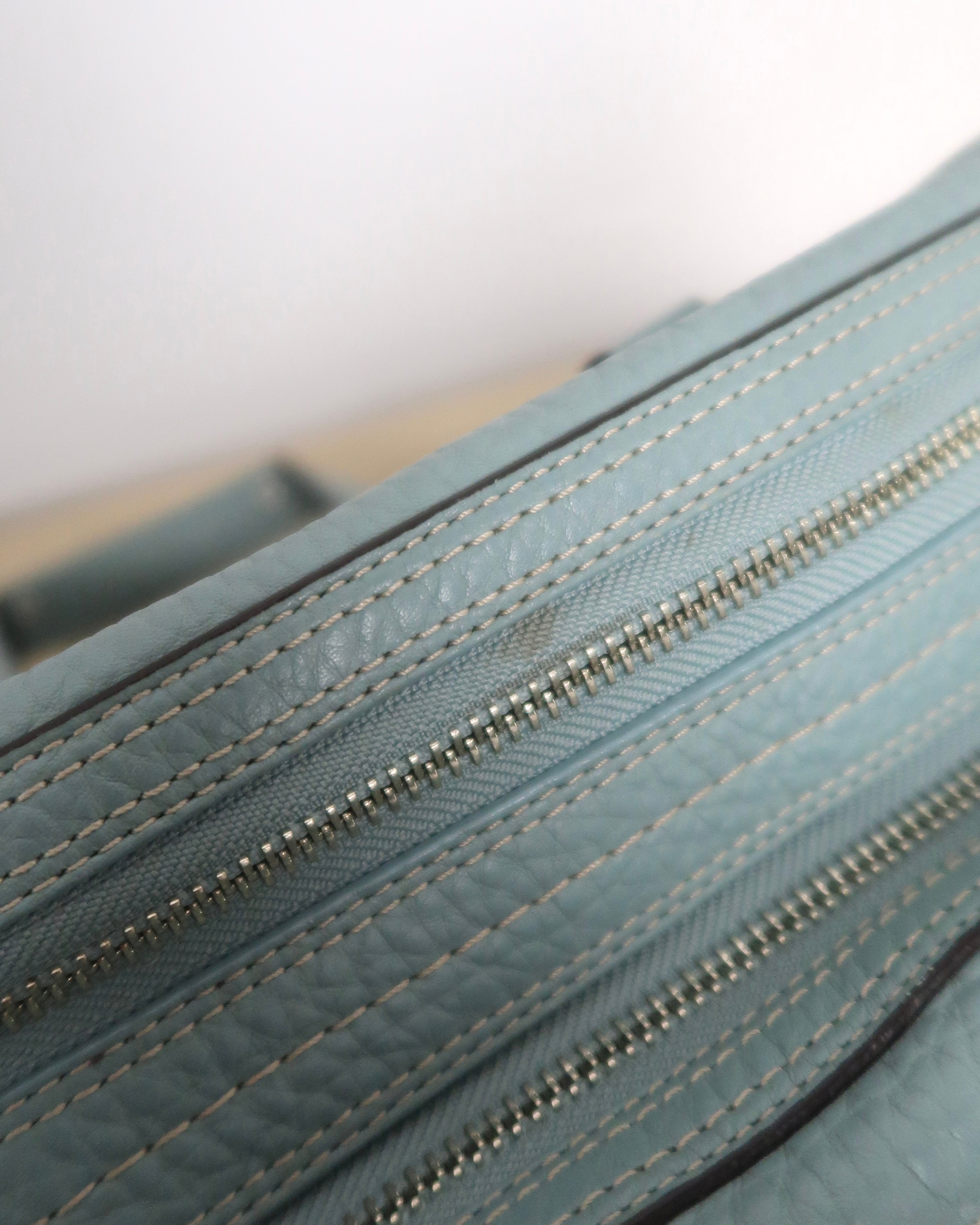 Teal Coach Pebbled Leather Hamilton Hampton Satchel