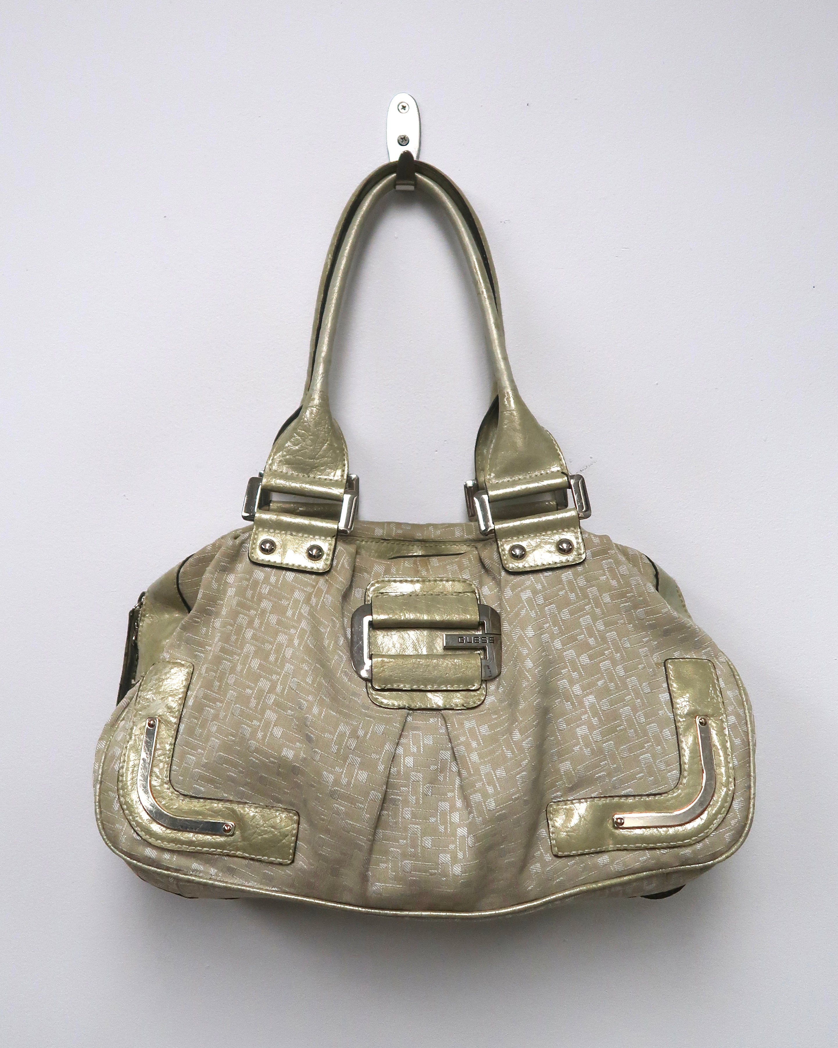 Guess gold beige logo tote bag
