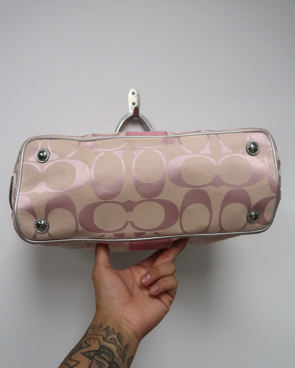 Coach Signature Stripe Kisslock Carryall