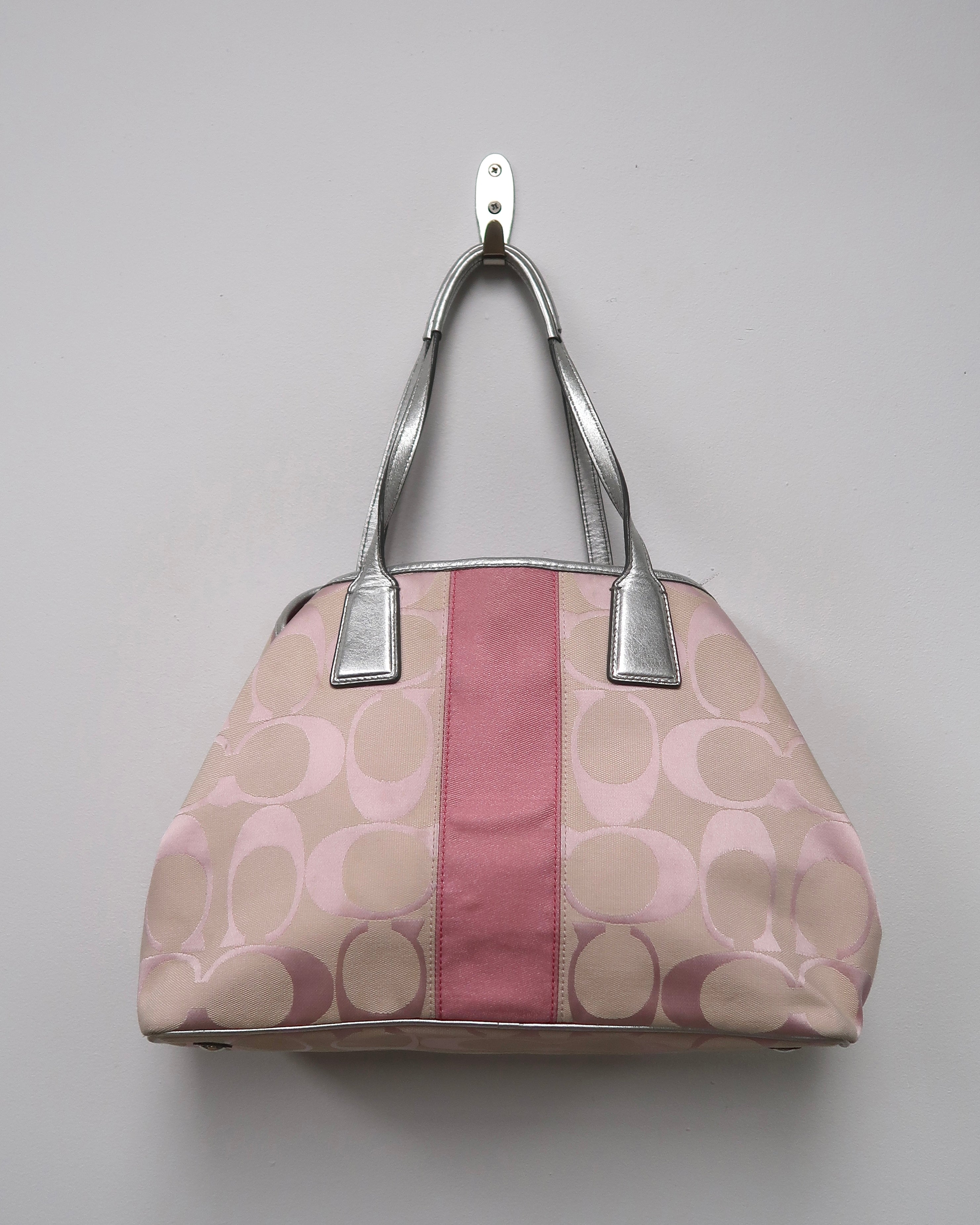 Coach Signature Stripe Kisslock Carryall