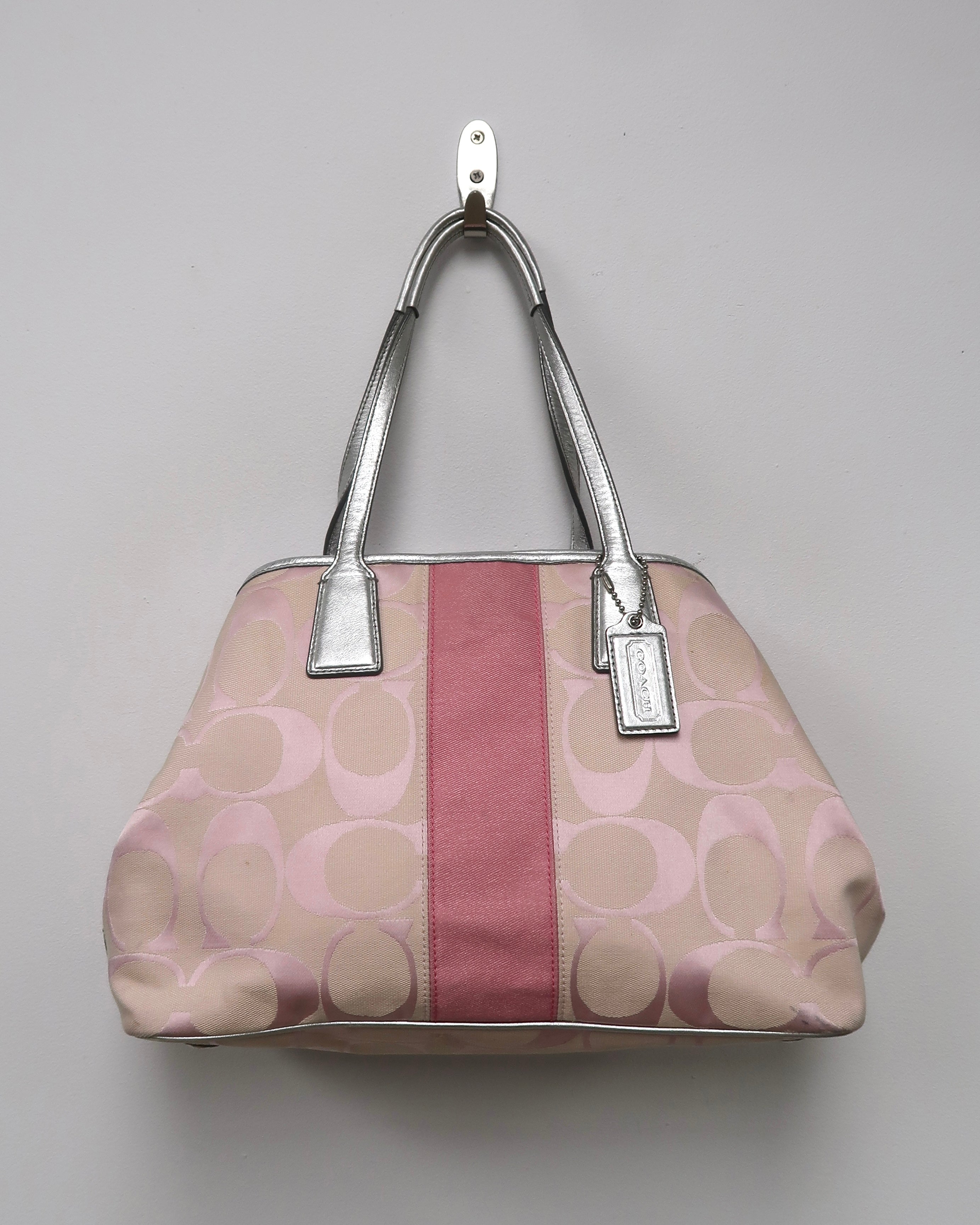 Coach Signature Stripe Kisslock Carryall
