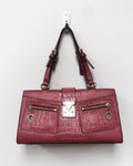 Guess croc-embossed raspberry shoulder bag
