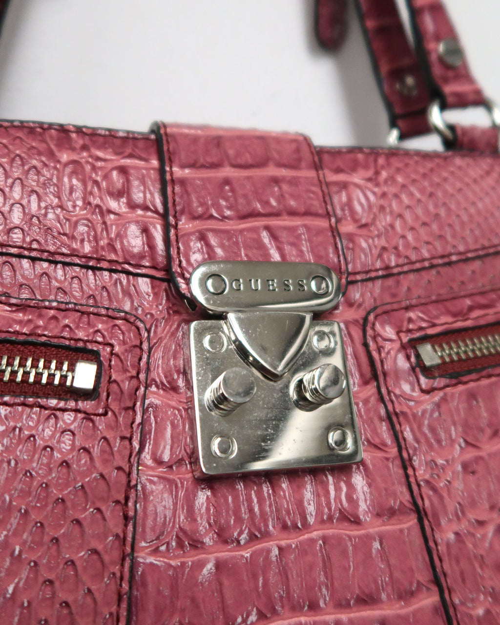 Guess croc-embossed raspberry shoulder bag