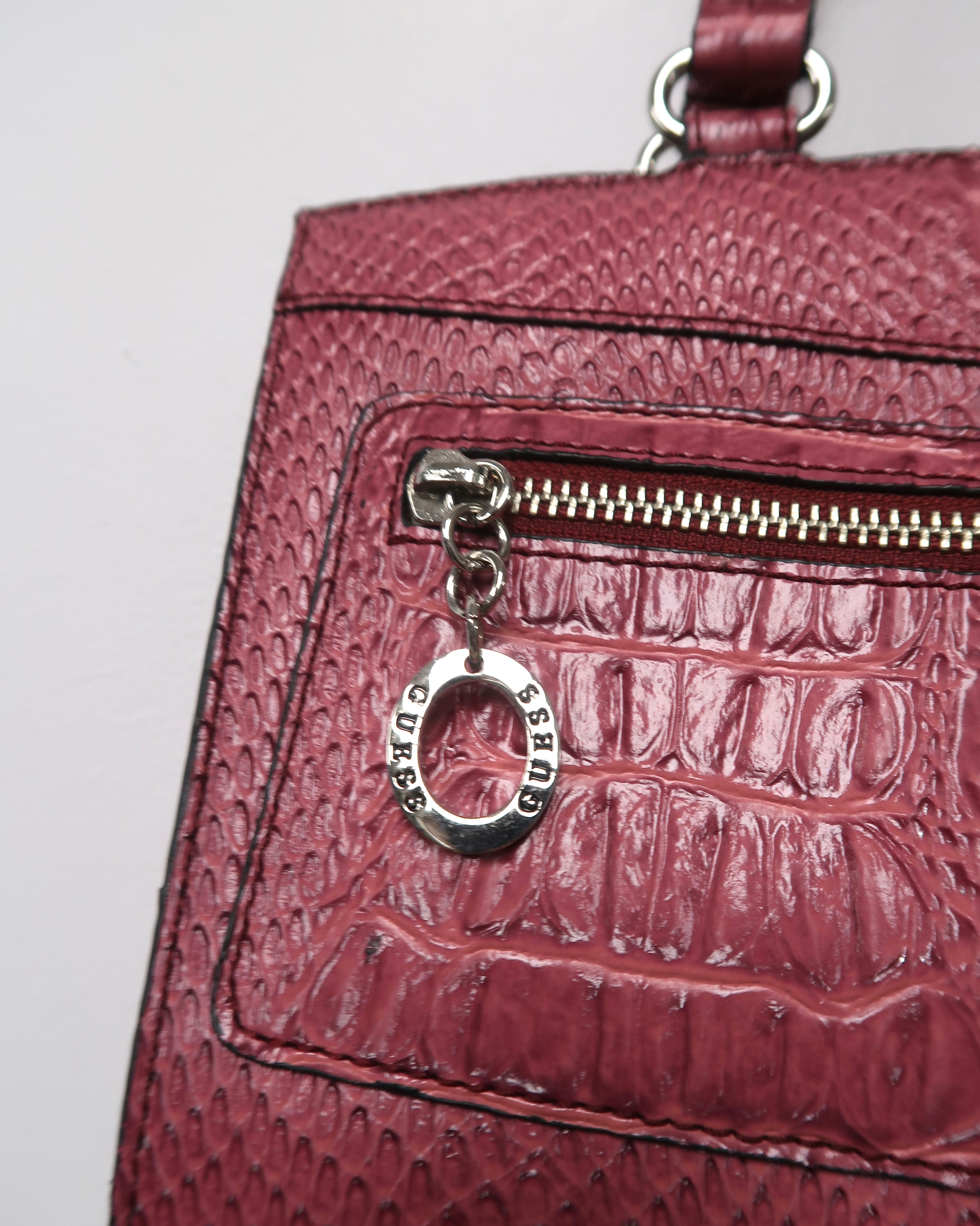 Guess croc-embossed raspberry shoulder bag