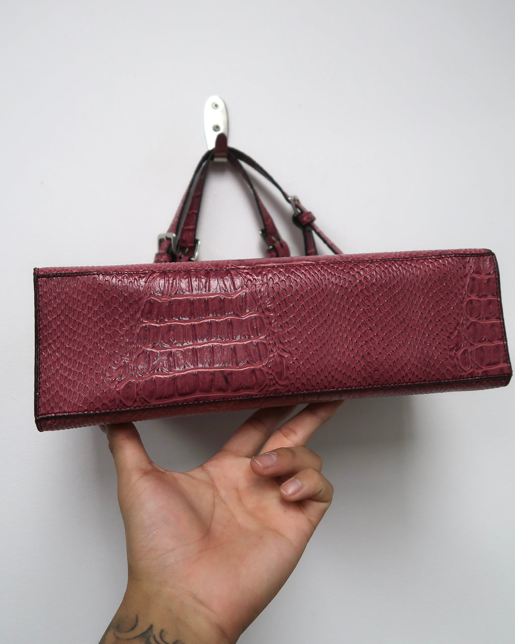 Guess croc-embossed raspberry shoulder bag