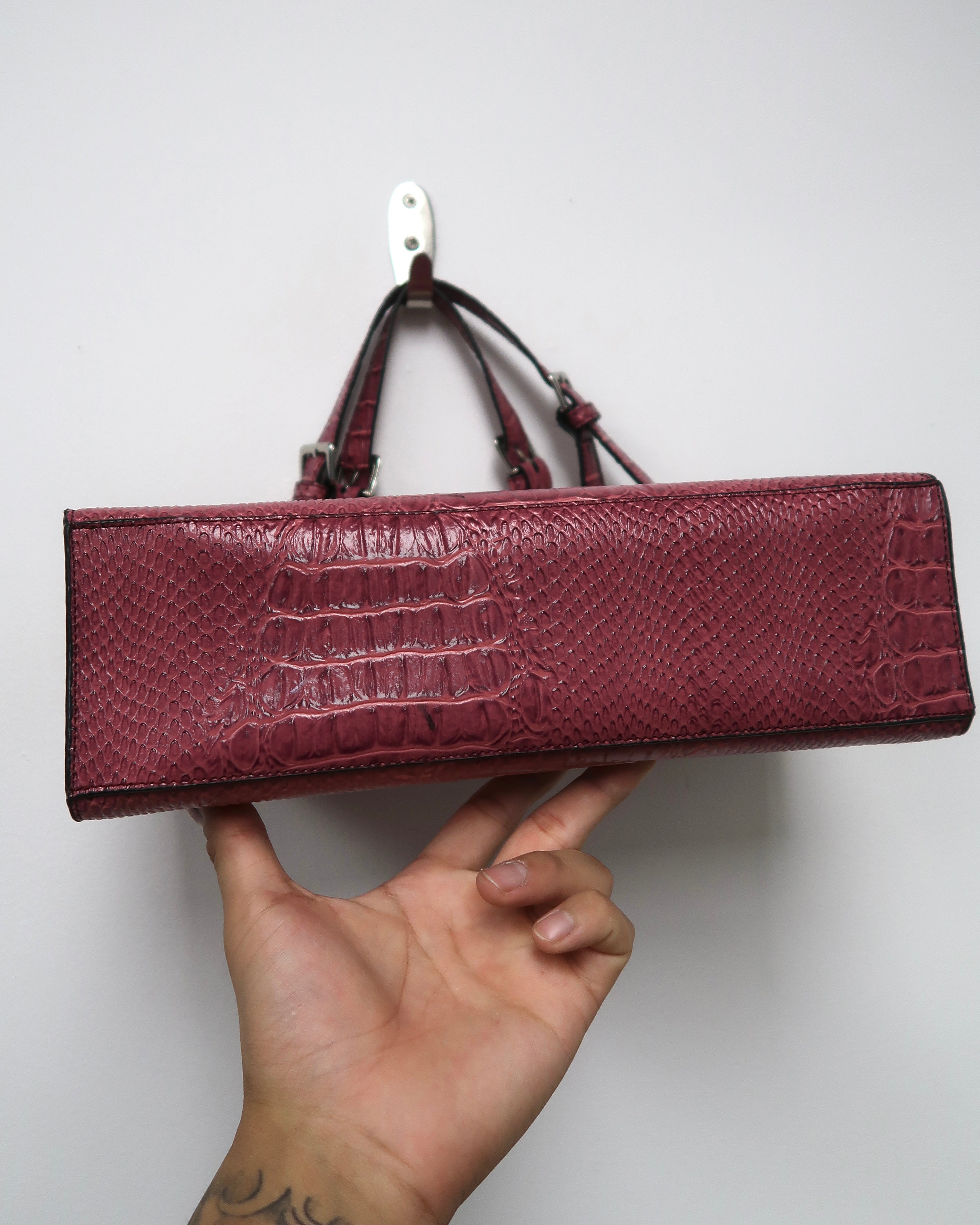 Guess croc-embossed raspberry shoulder bag