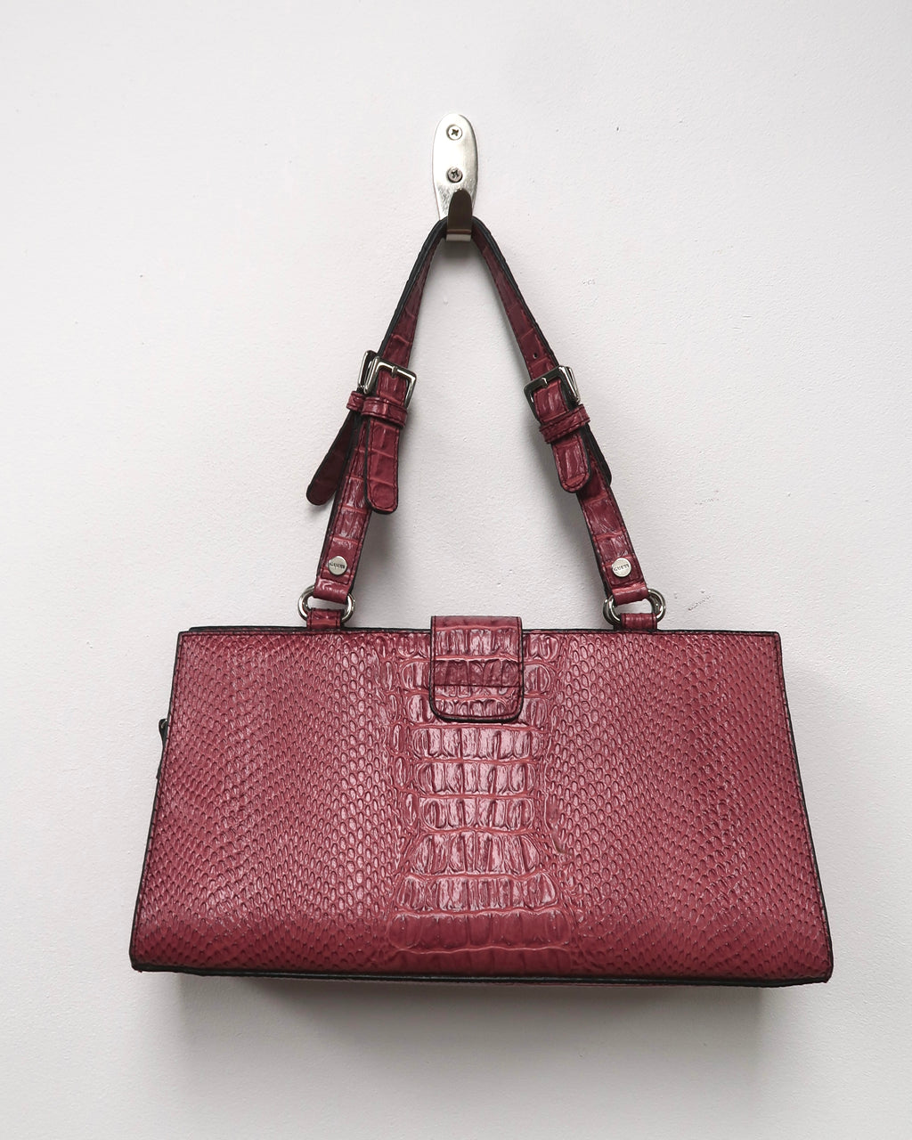 Guess croc-embossed raspberry shoulder bag