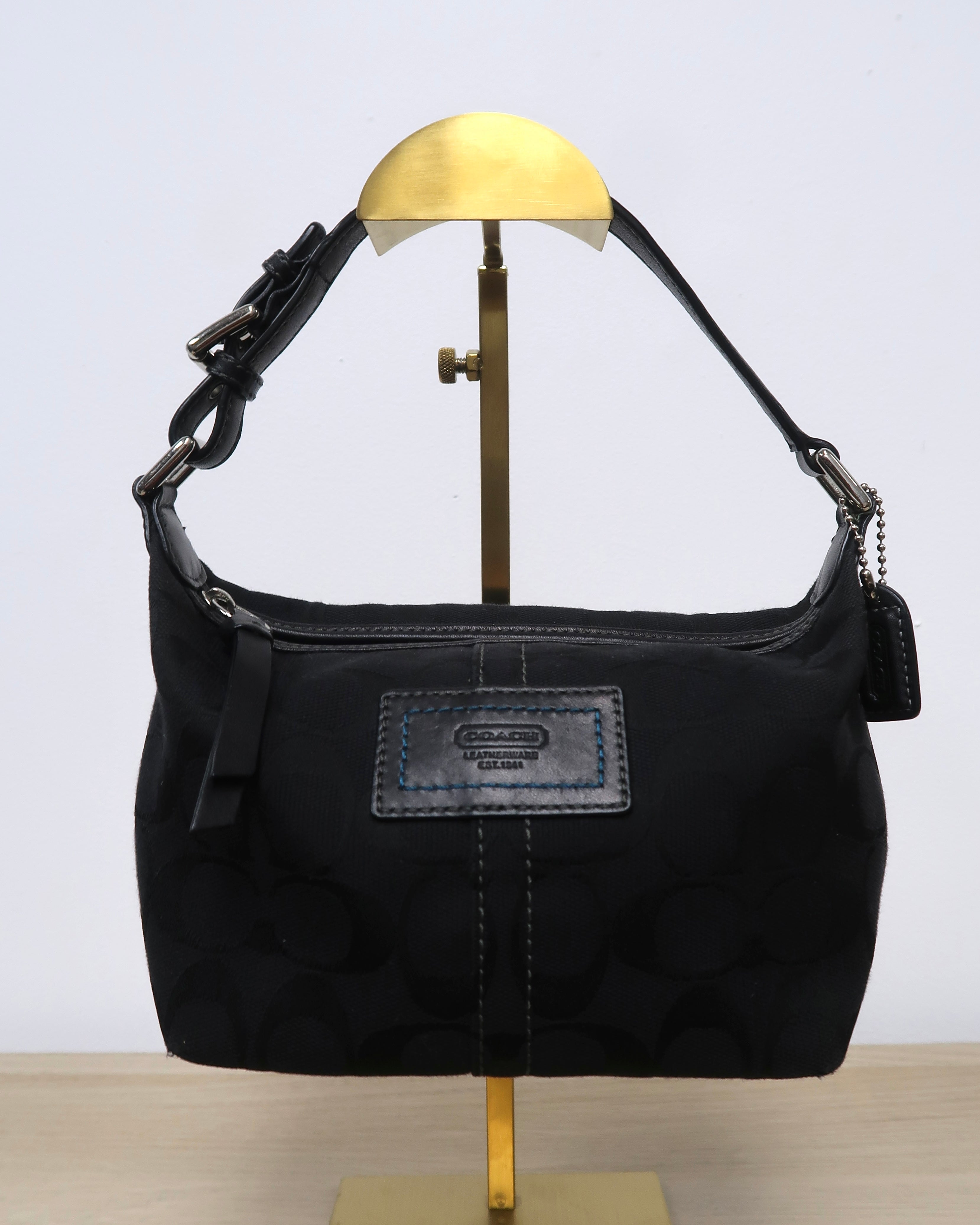Coach black signature hobo bag