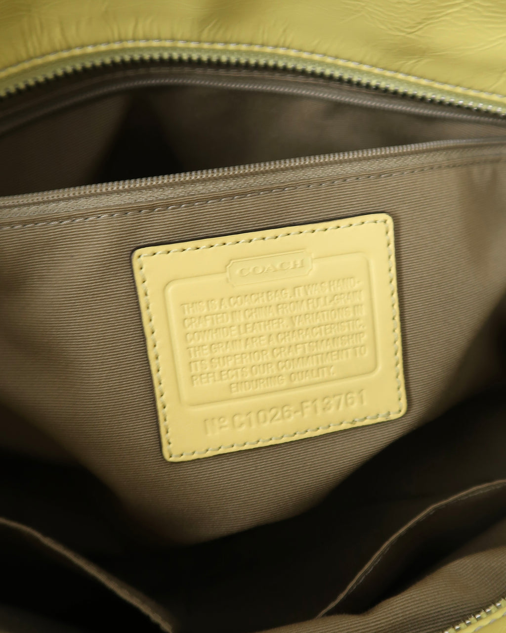 Coach Yellow Patent Leather Pleated Gallery Tote