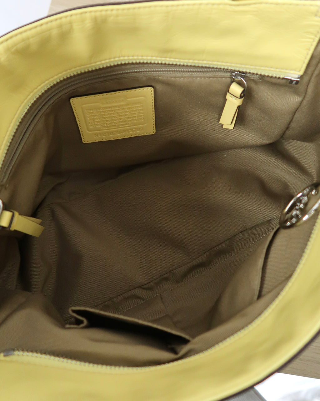 Coach Yellow Patent Leather Pleated Gallery Tote