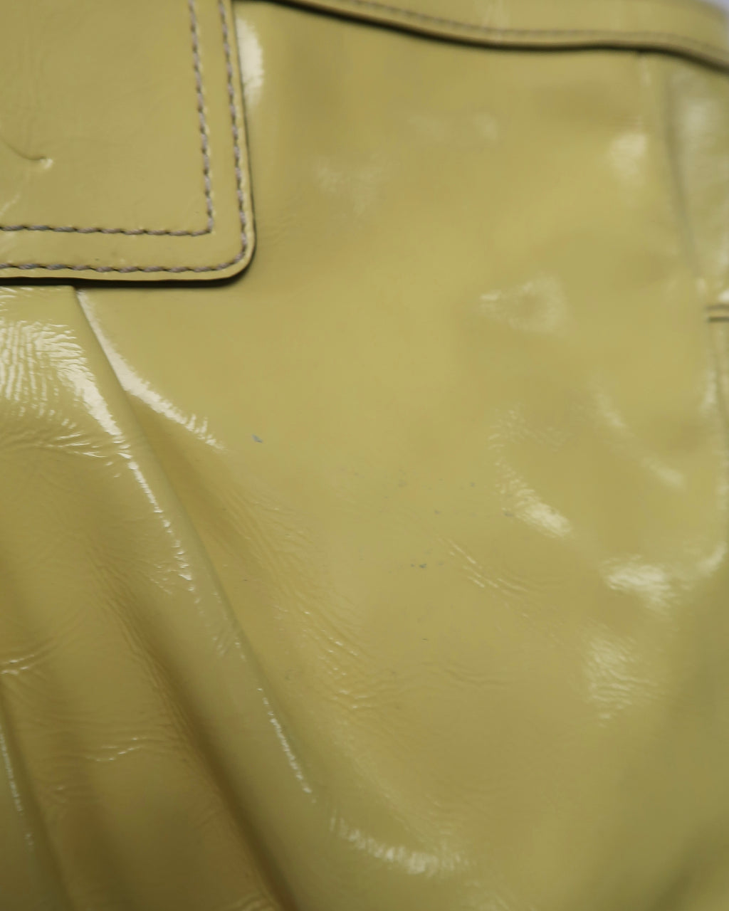 Coach Yellow Patent Leather Pleated Gallery Tote