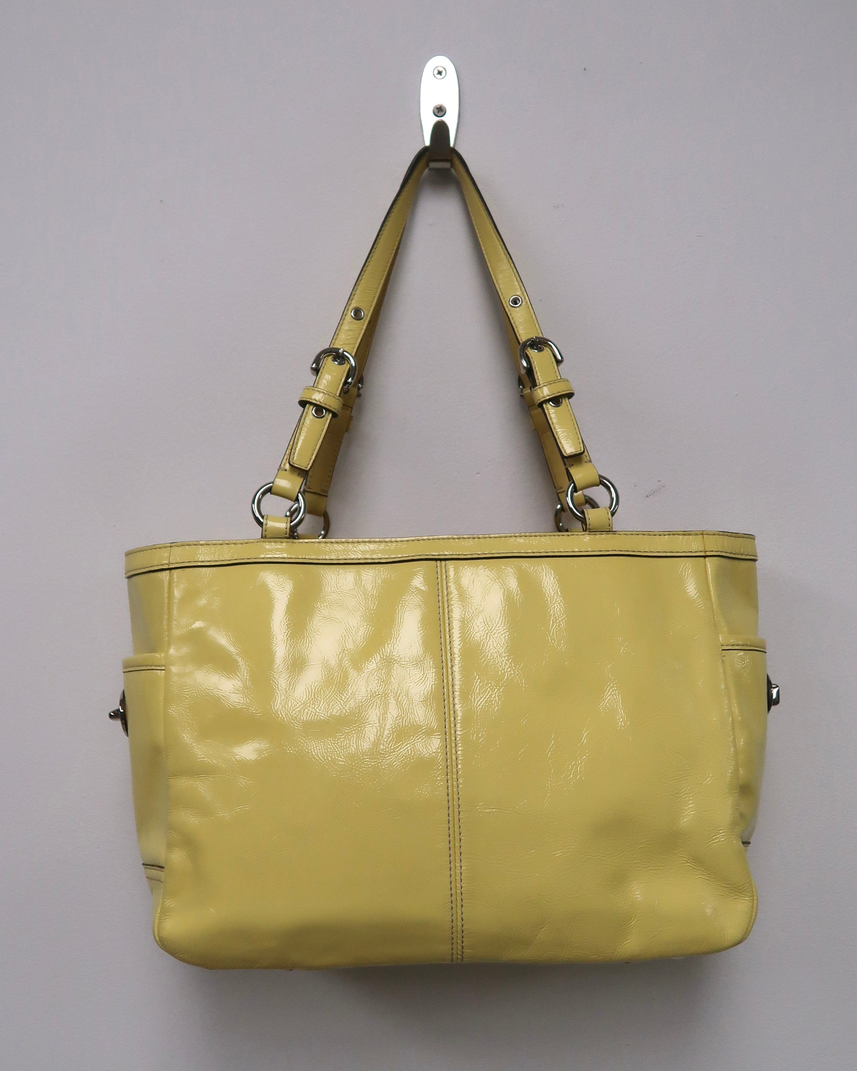Coach Yellow Patent Leather Pleated Gallery Tote