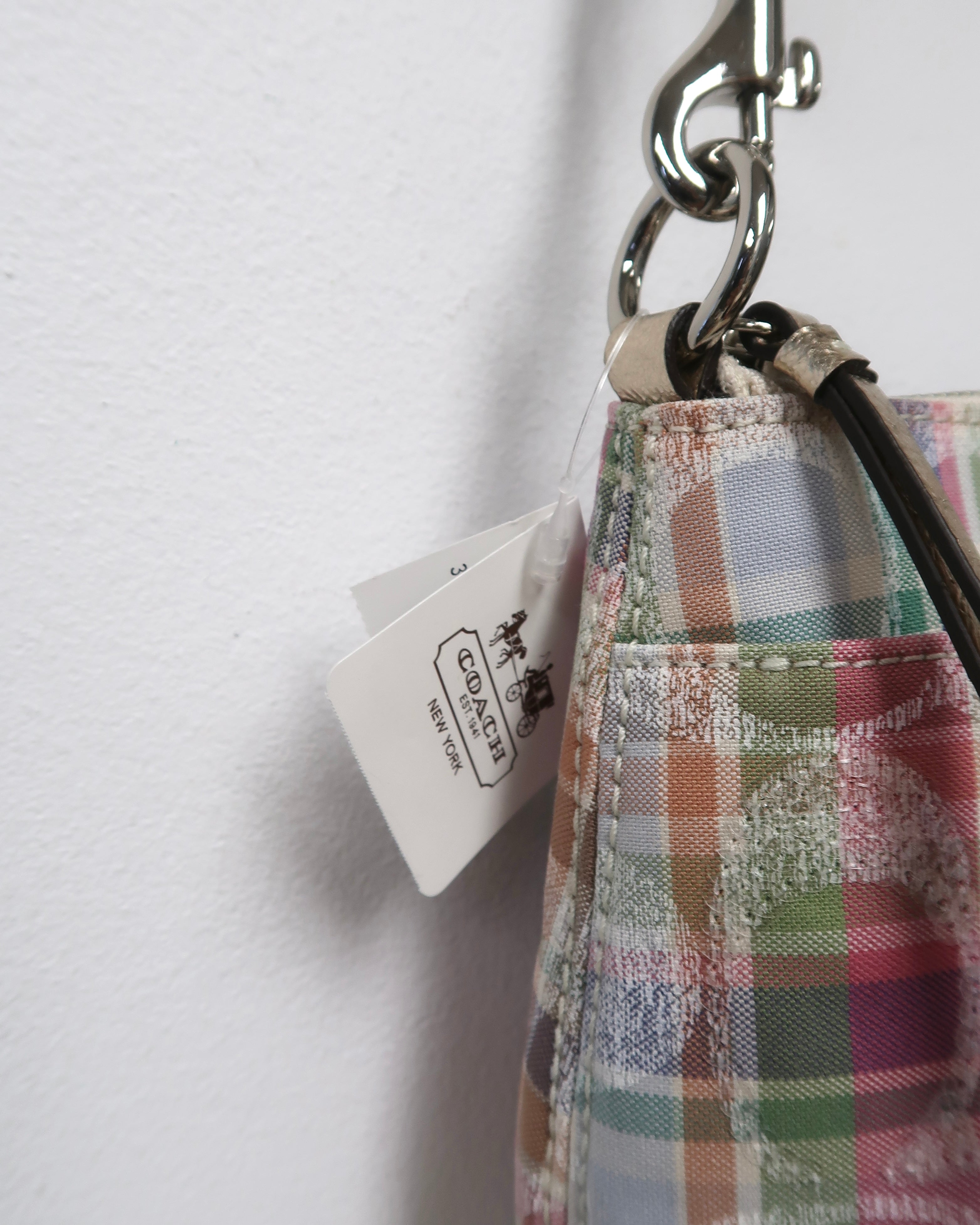 Coach Poppy Madras Plaid Sequined Signature Crossbody