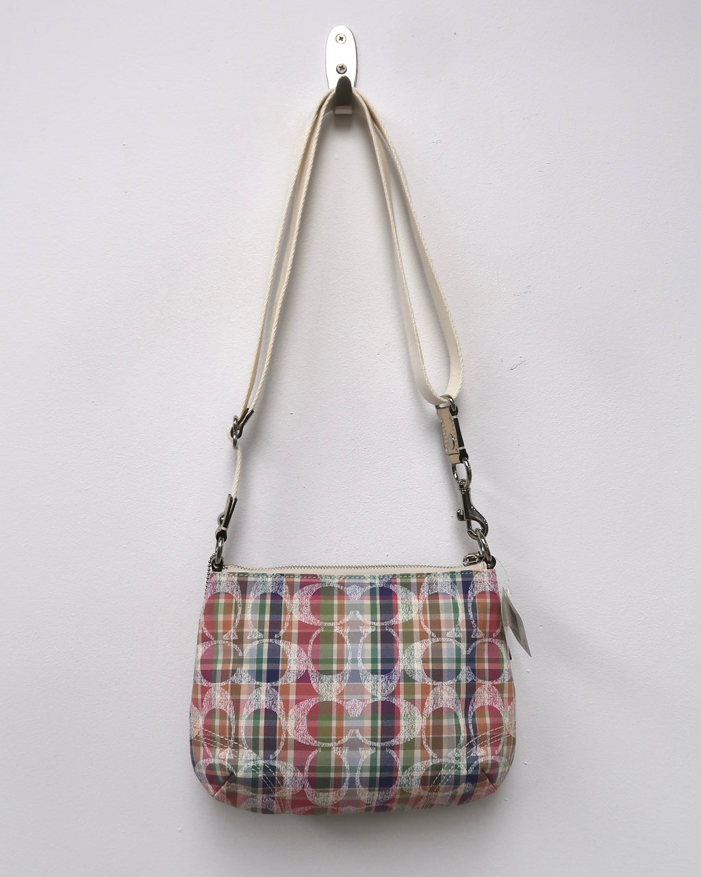 Coach Poppy Madras Plaid Sequined Signature Crossbody