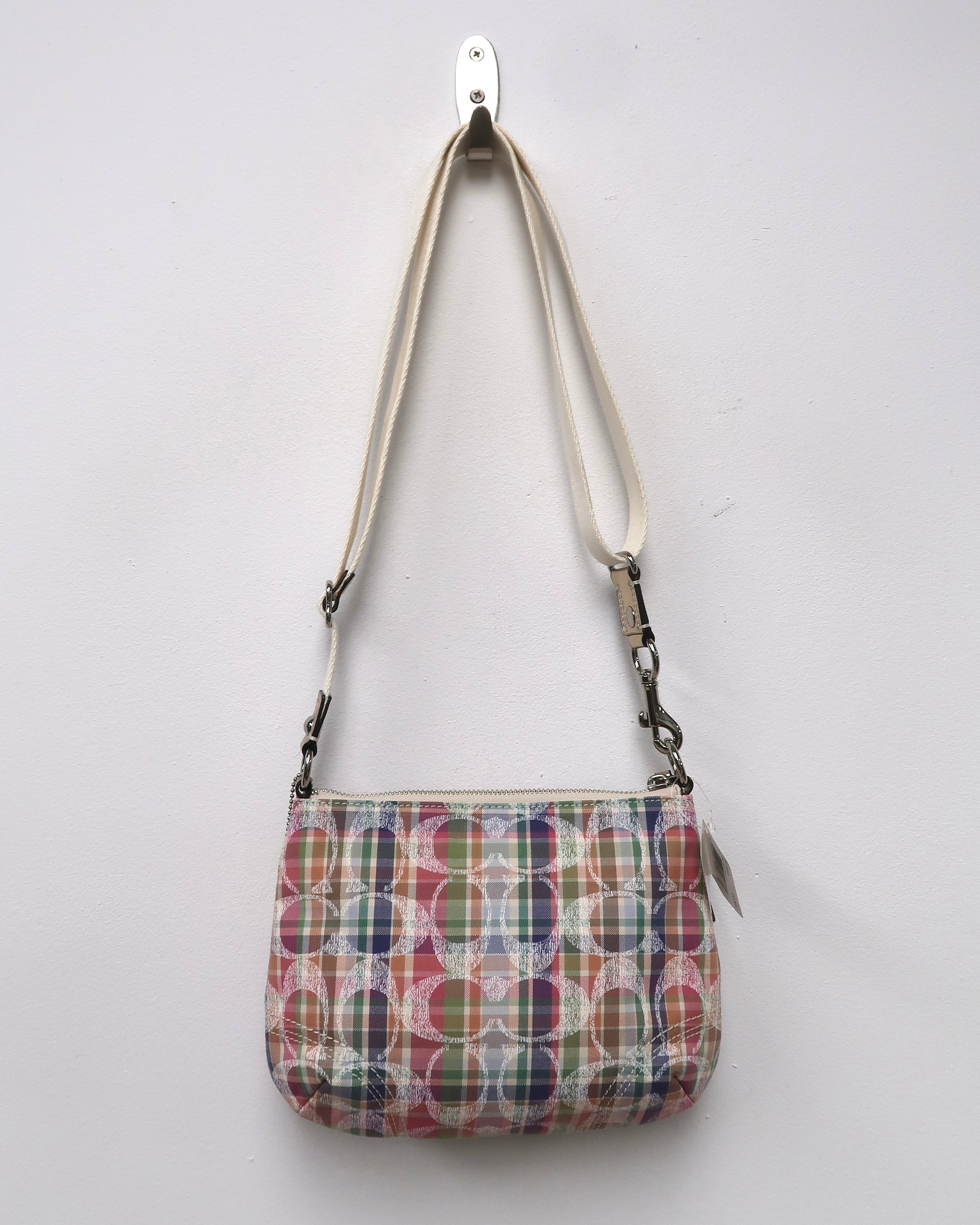 Coach Poppy Madras Plaid Sequined Signature Crossbody