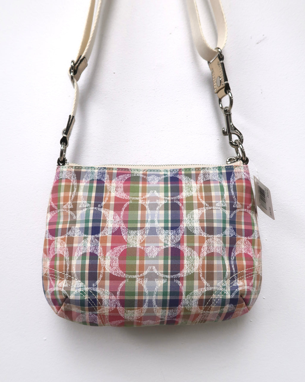Coach Poppy Madras Plaid Sequined Signature Crossbody